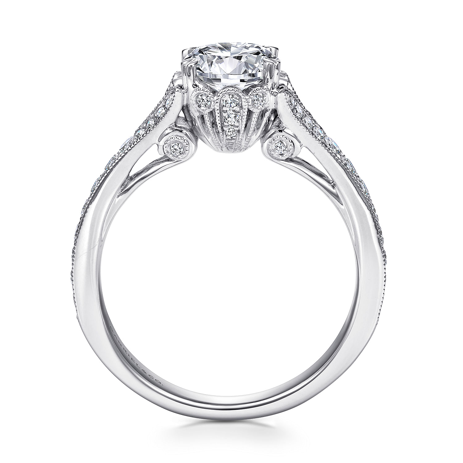 18k White Gold Diamond Split Shank Engagement Ring angle 2 18k White Gold Diamond Split Shank Engagement Ring angle 2