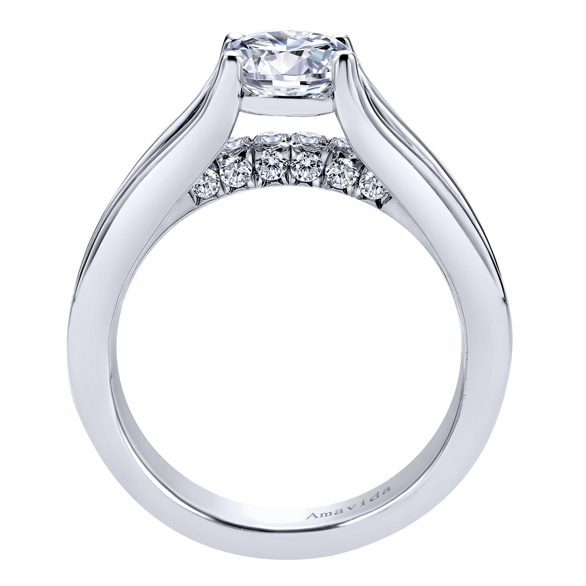 18k White Gold Diamond Split Shank Engagement Ring angle 2 18k White Gold Diamond Split Shank Engagement Ring angle 2