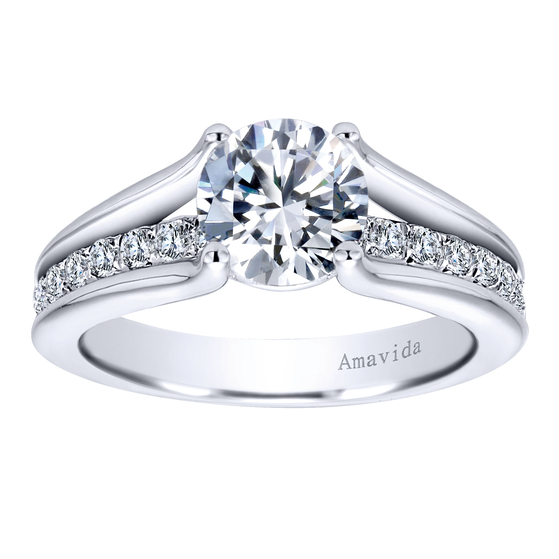 18k White Gold Diamond Split Shank Engagement Ring angle 5 18k White Gold Diamond Split Shank Engagement Ring angle 5