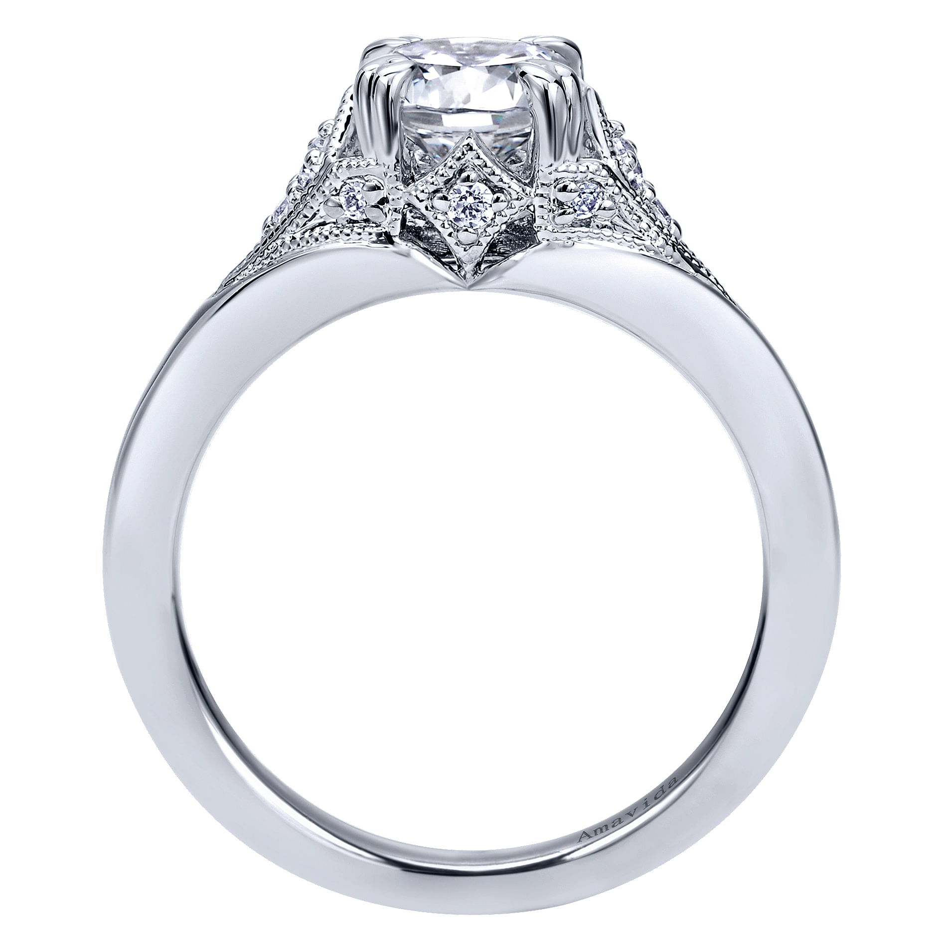18k White Gold Diamond Straight Engagement Ring angle 2 18k White Gold Diamond Straight Engagement Ring angle 2