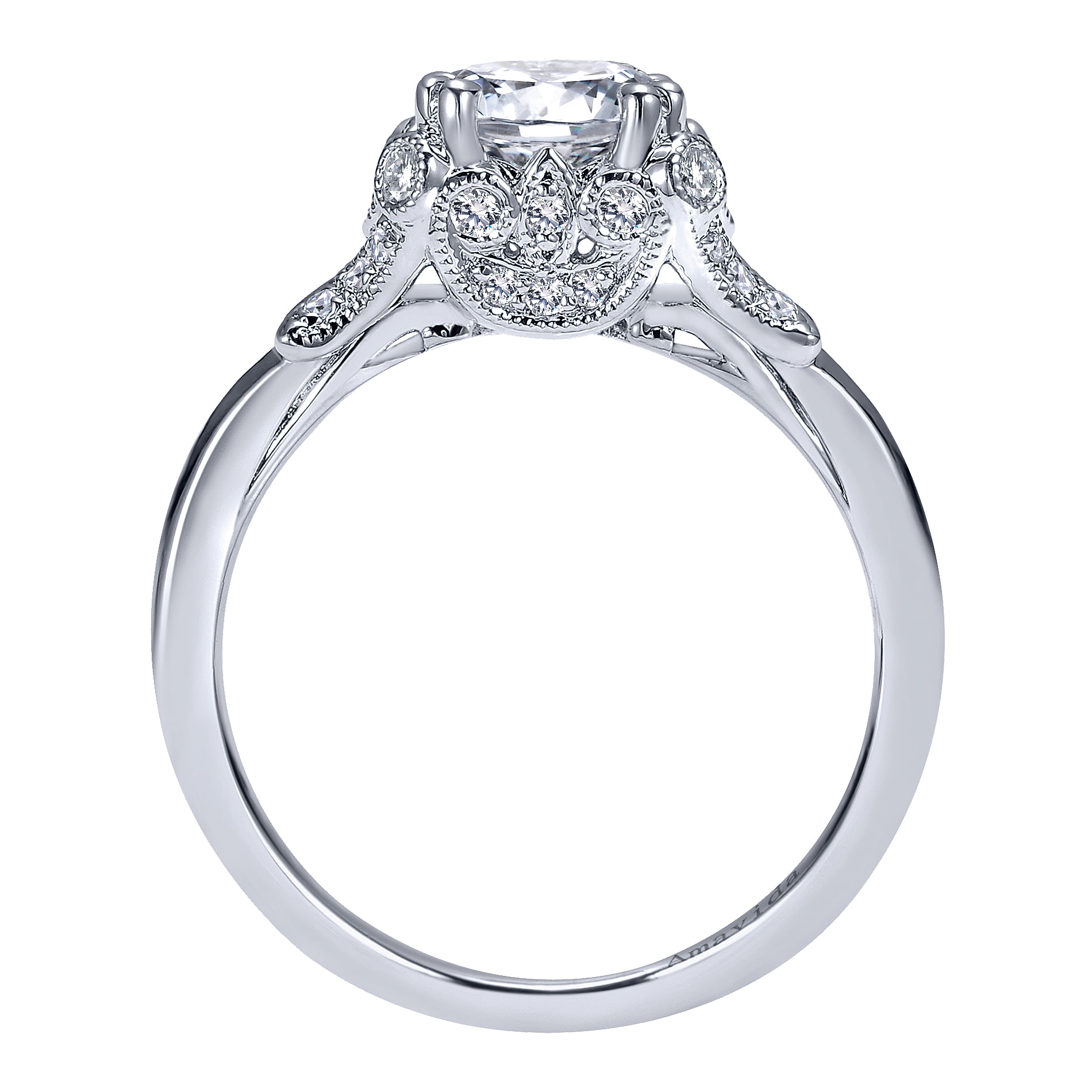 18k White Gold Diamond Straight Engagement Ring angle 2 18k White Gold Diamond Straight Engagement Ring angle 2