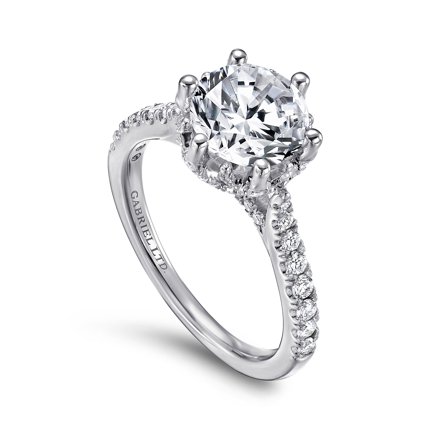 18k White Gold Diamond Straight Engagement Ring angle 3 18k White Gold Diamond Straight Engagement Ring angle 3
