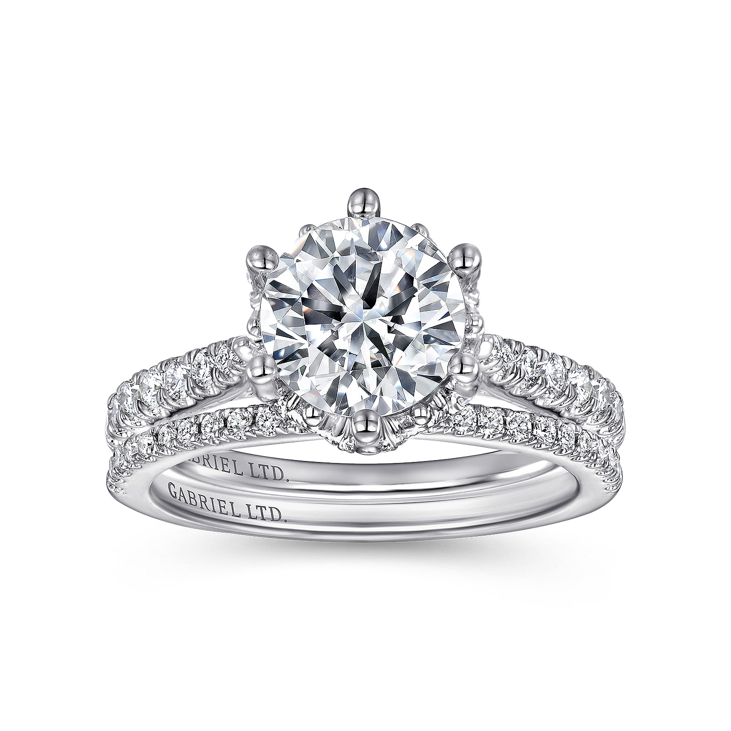 18k White Gold Diamond Straight Engagement Ring angle 4 18k White Gold Diamond Straight Engagement Ring angle 4
