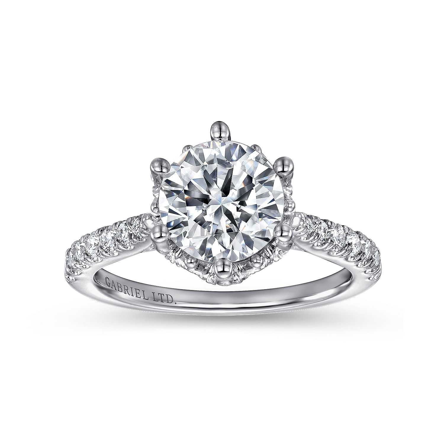 18k White Gold Diamond Straight Engagement Ring angle 5 18k White Gold Diamond Straight Engagement Ring angle 5