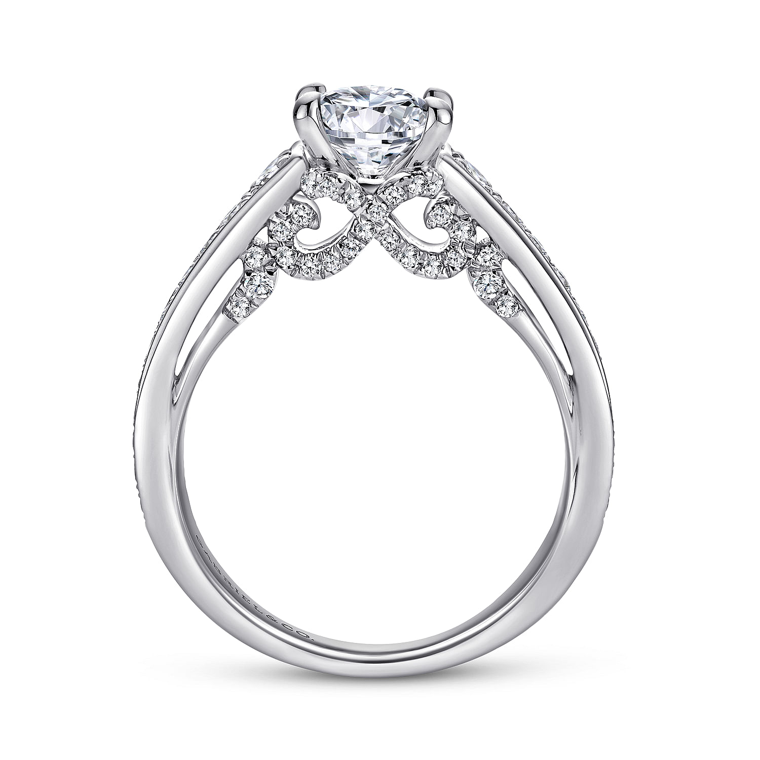 18k White Gold Diamond Straight Engagement Ring angle 2 18k White Gold Diamond Straight Engagement Ring angle 2