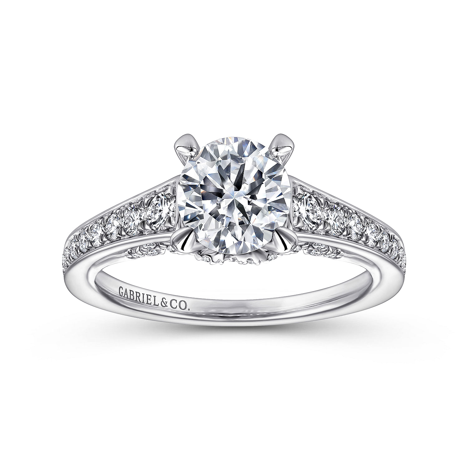 18k White Gold Diamond Straight Engagement Ring angle 5 18k White Gold Diamond Straight Engagement Ring angle 5