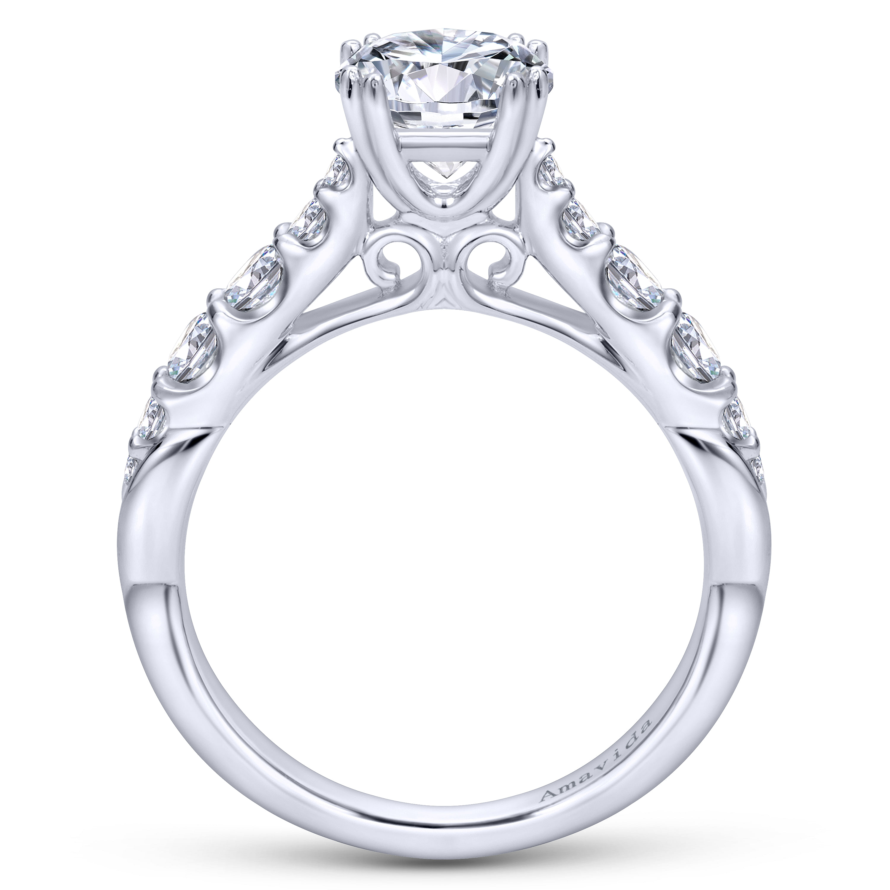 18k White Gold Diamond Straight Engagement Ring angle 2 18k White Gold Diamond Straight Engagement Ring angle 2