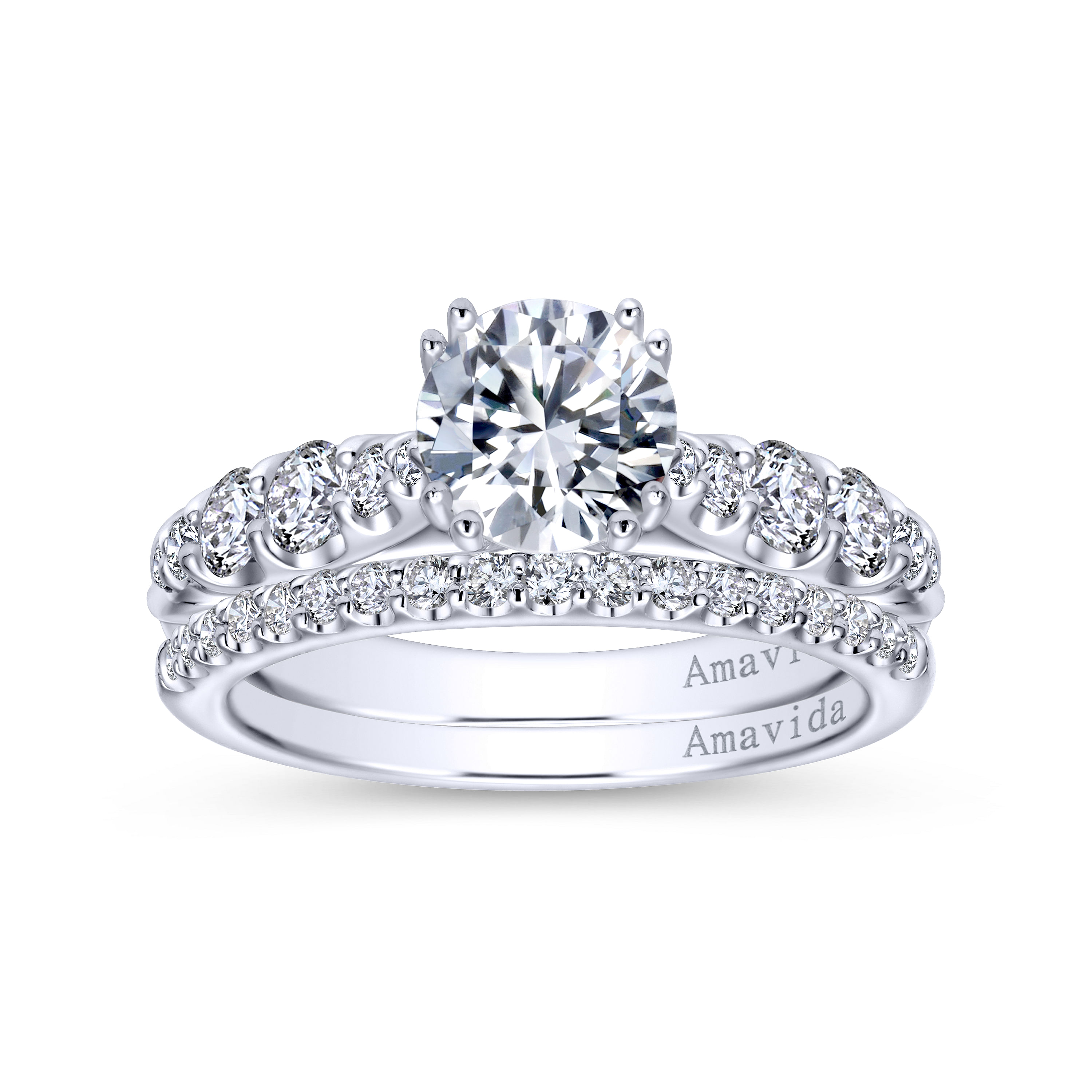 18k White Gold Diamond Straight Engagement Ring angle 4 18k White Gold Diamond Straight Engagement Ring angle 4