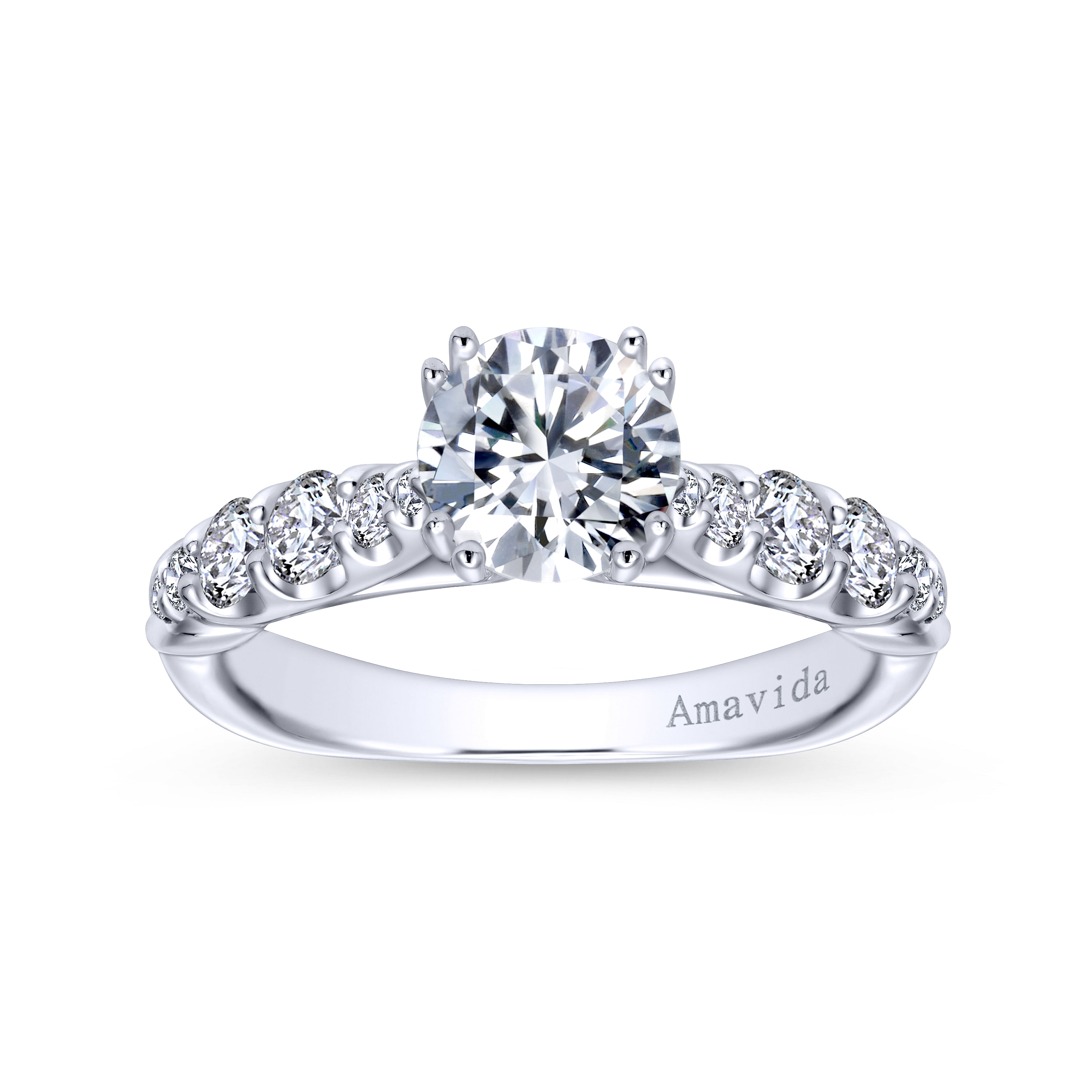 18k White Gold Diamond Straight Engagement Ring angle 5 18k White Gold Diamond Straight Engagement Ring angle 5