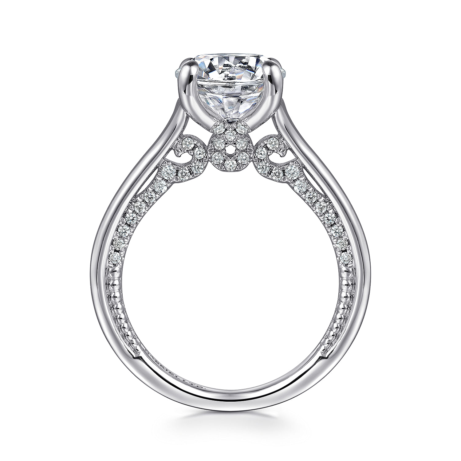 18k White Gold Diamond Straight Engagement Ring angle 2 18k White Gold Diamond Straight Engagement Ring angle 2