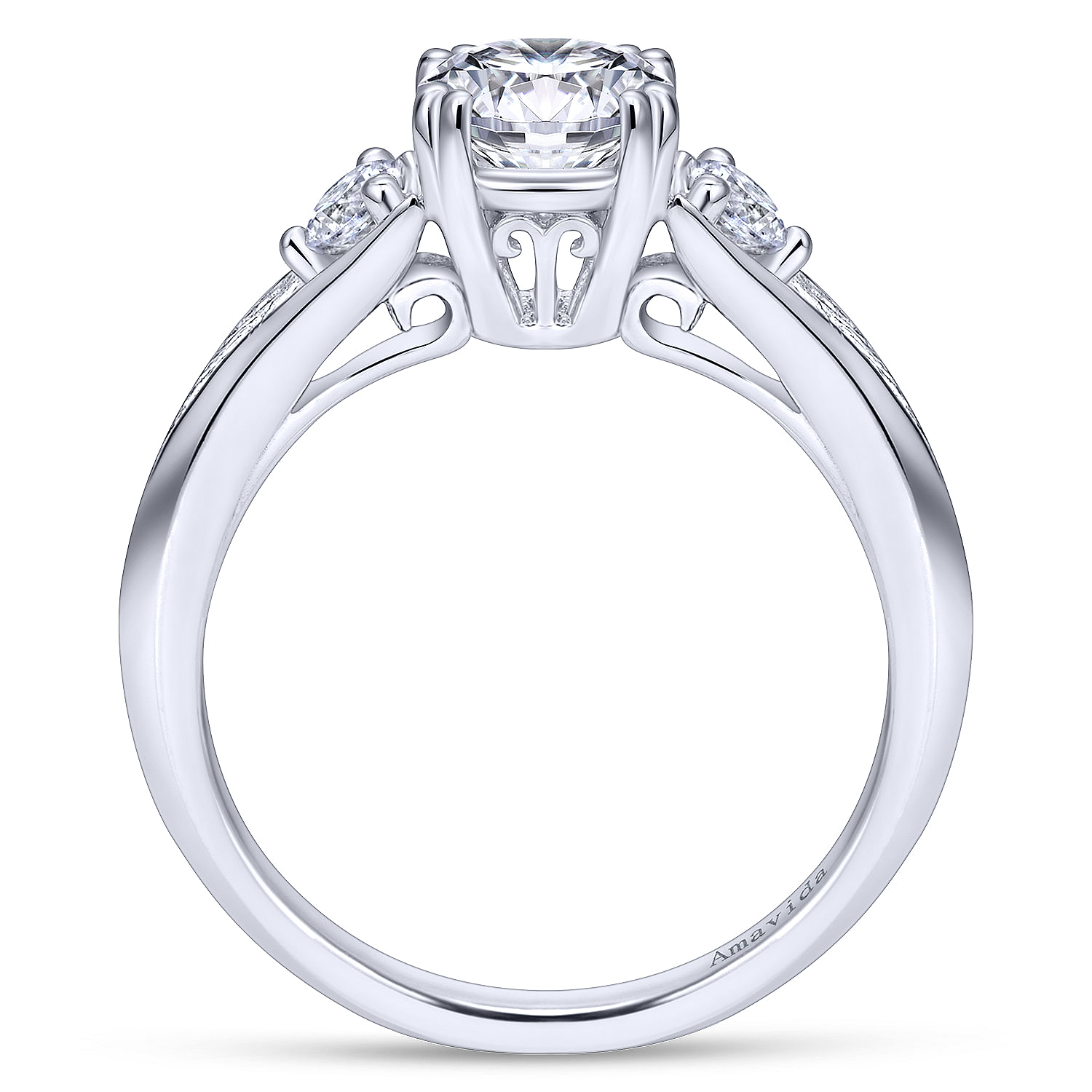18k White Gold Diamond Straight Engagement Ring angle 2 18k White Gold Diamond Straight Engagement Ring angle 2