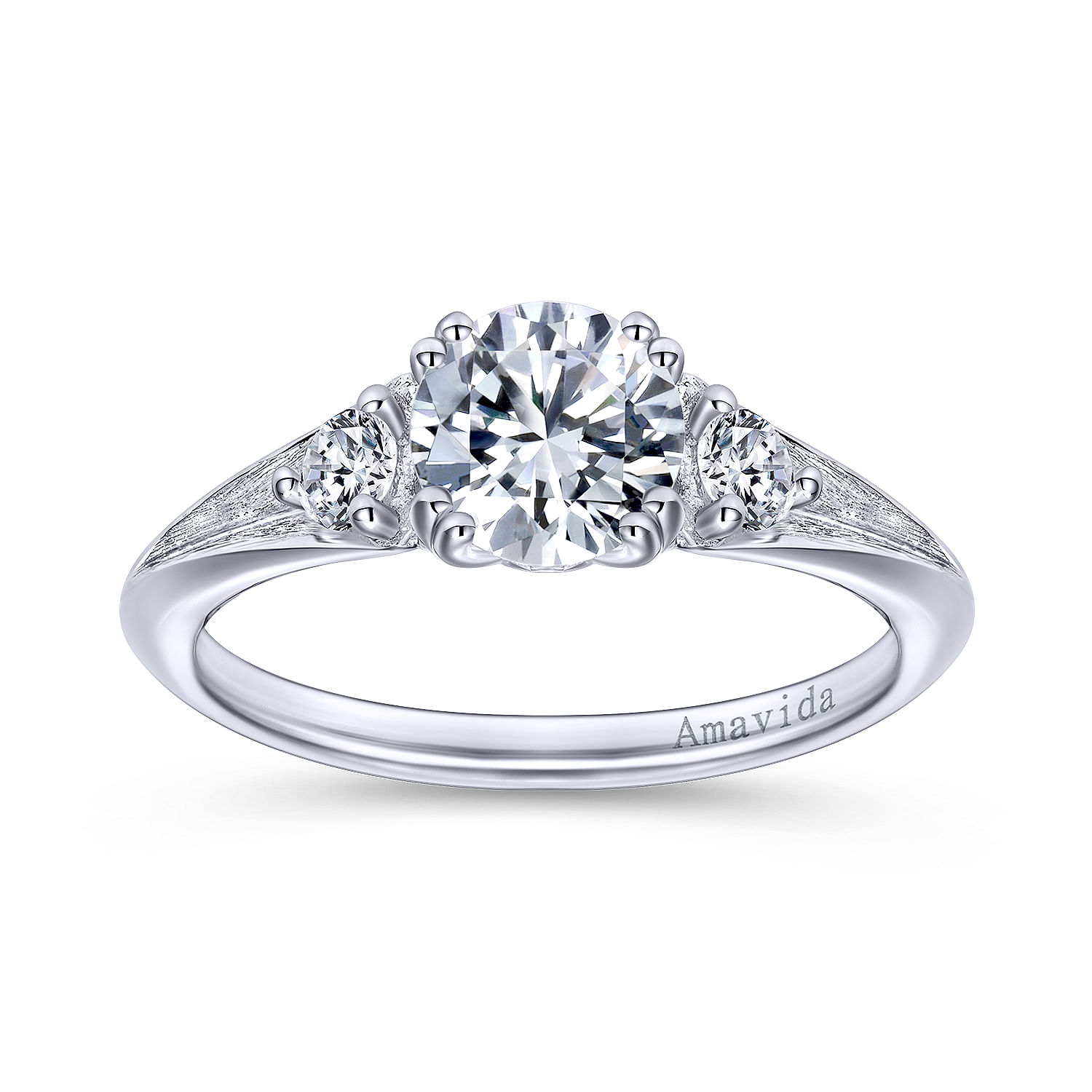 18k White Gold Diamond Straight Engagement Ring angle 5 18k White Gold Diamond Straight Engagement Ring angle 5