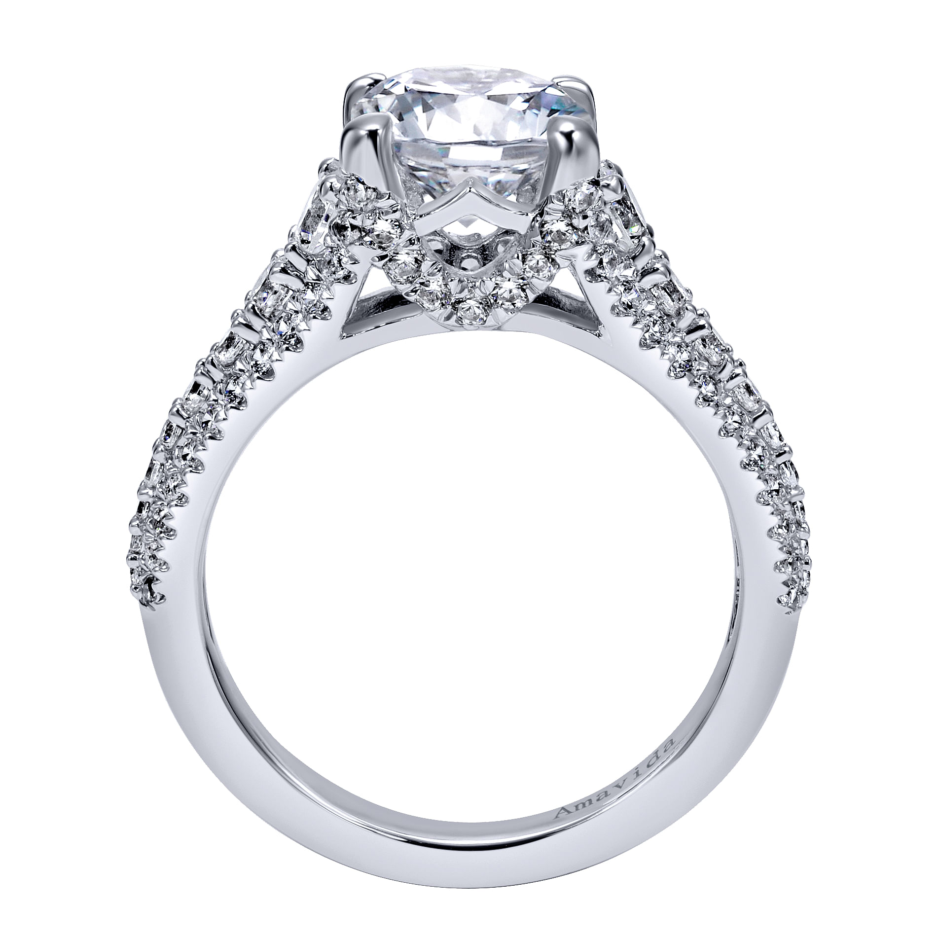 18k White Gold Diamond Straight Engagement Ring angle 2 18k White Gold Diamond Straight Engagement Ring angle 2
