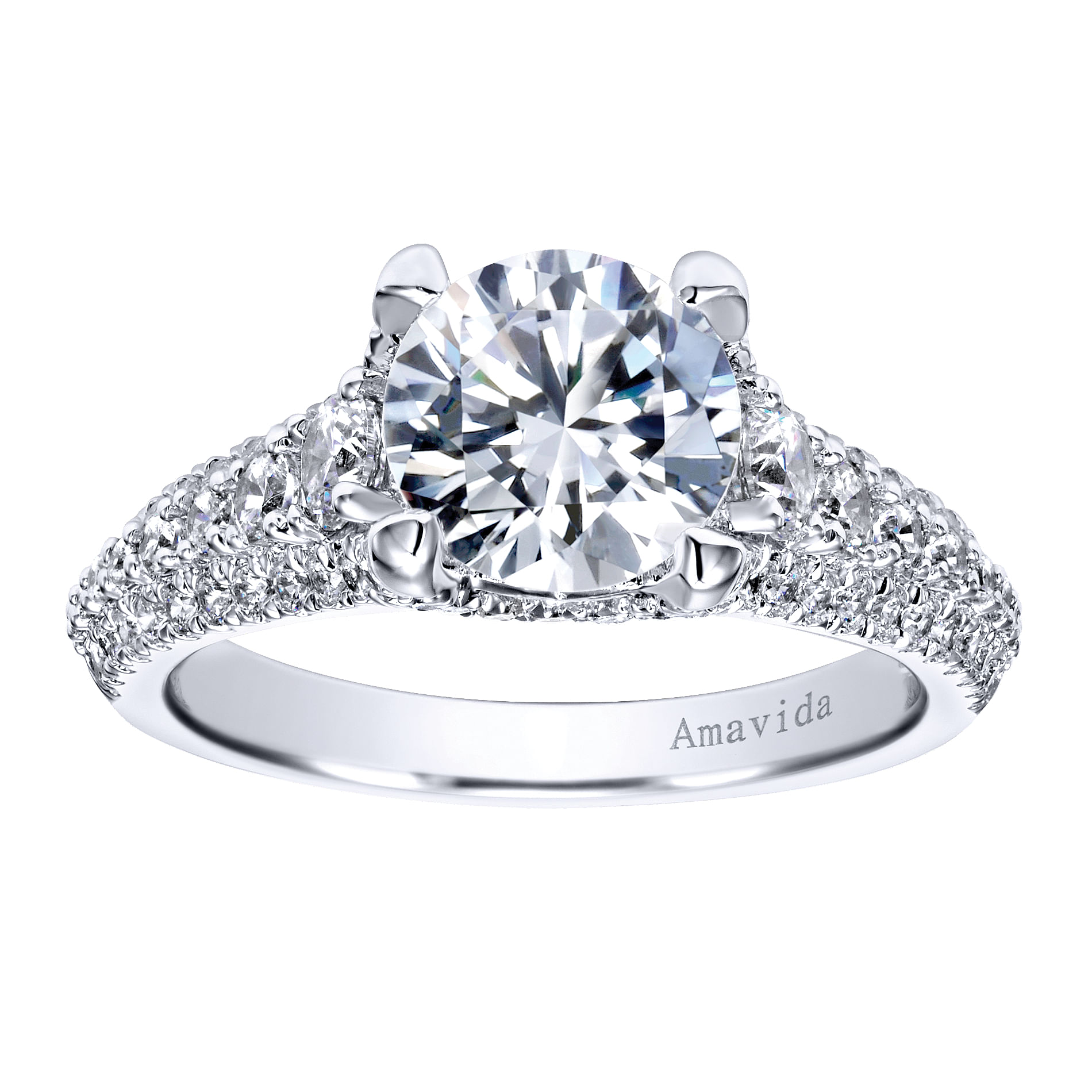 18k White Gold Diamond Straight Engagement Ring angle 5 18k White Gold Diamond Straight Engagement Ring angle 5