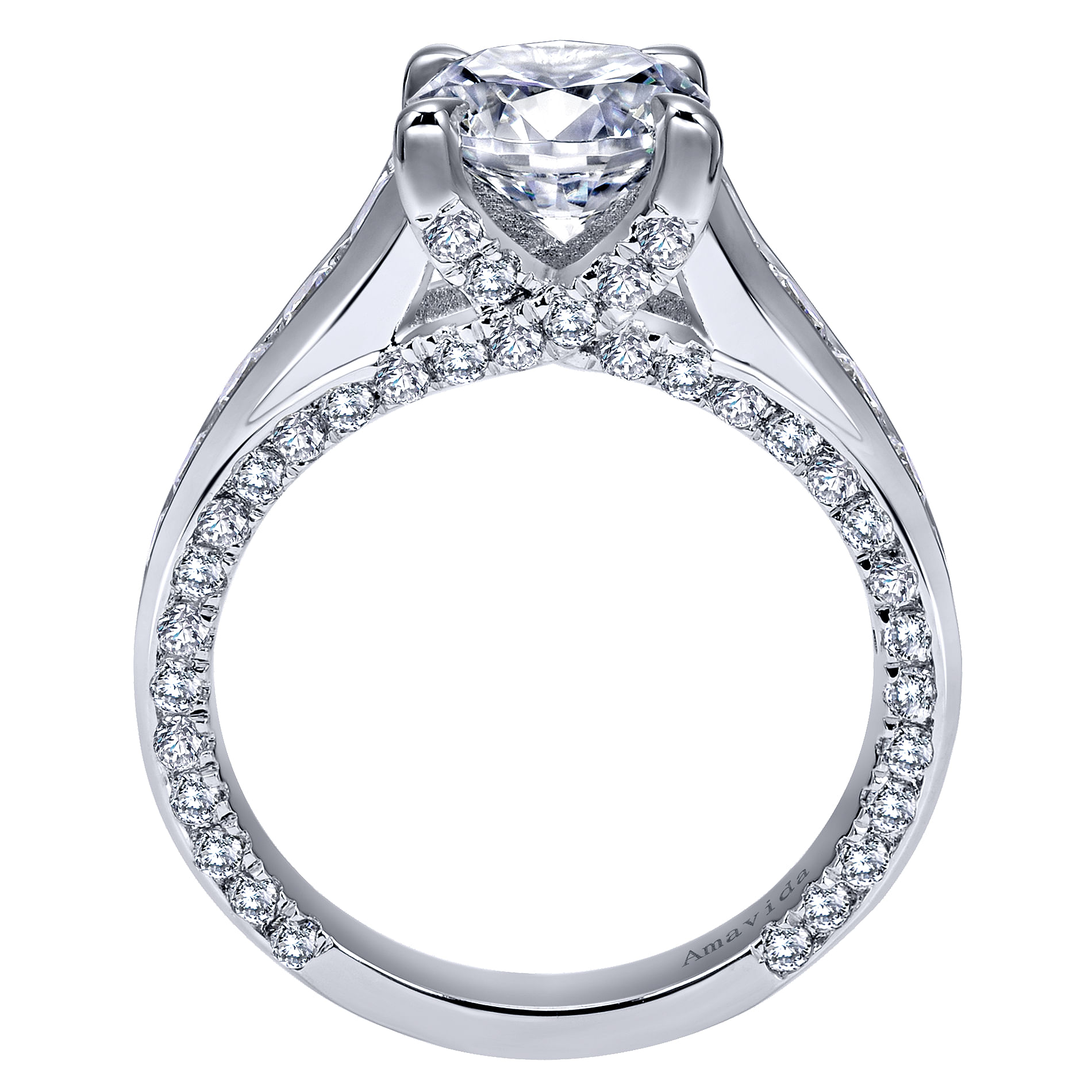 18k White Gold Diamond Straight Engagement Ring angle 2 18k White Gold Diamond Straight Engagement Ring angle 2