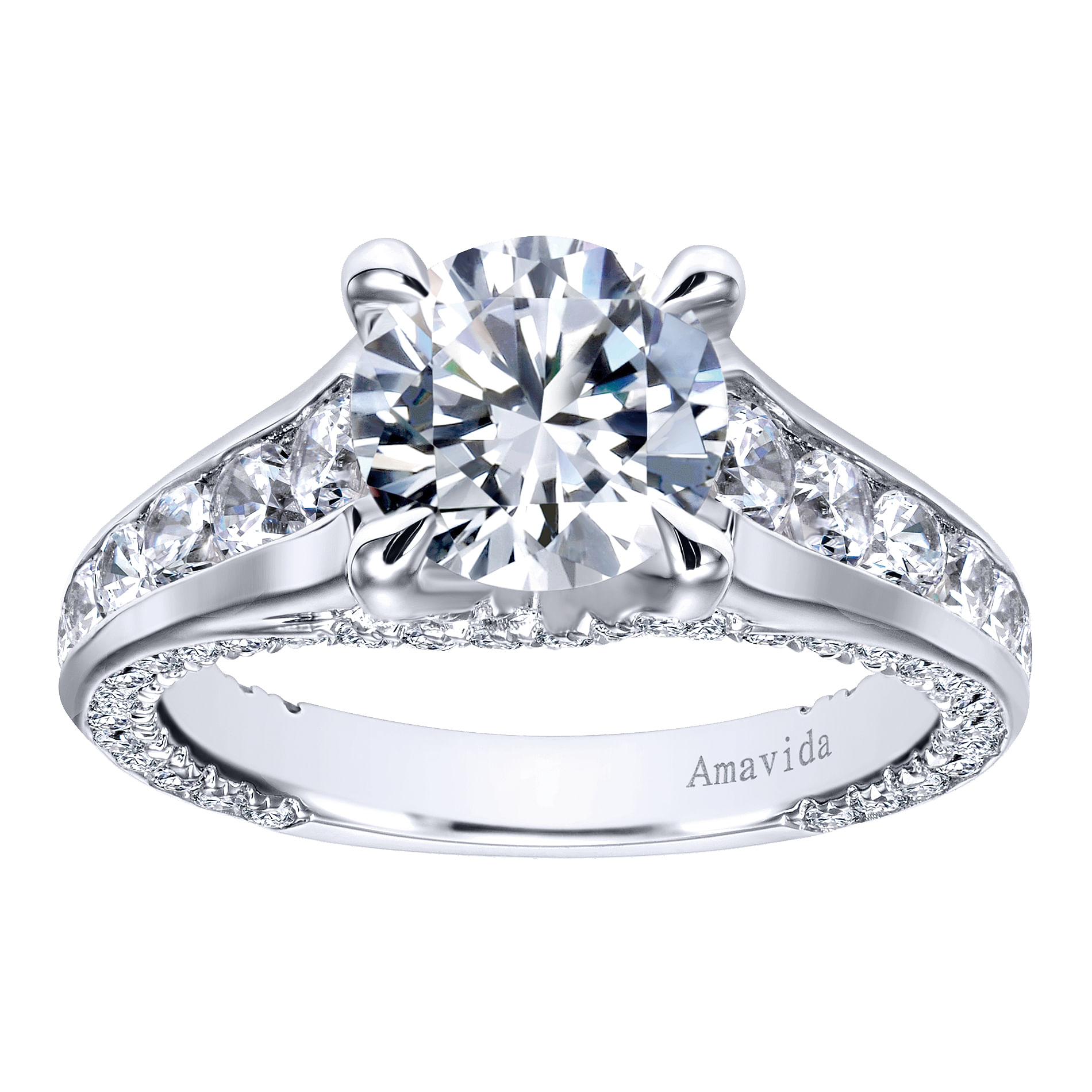 18k White Gold Diamond Straight Engagement Ring angle 5 18k White Gold Diamond Straight Engagement Ring angle 5