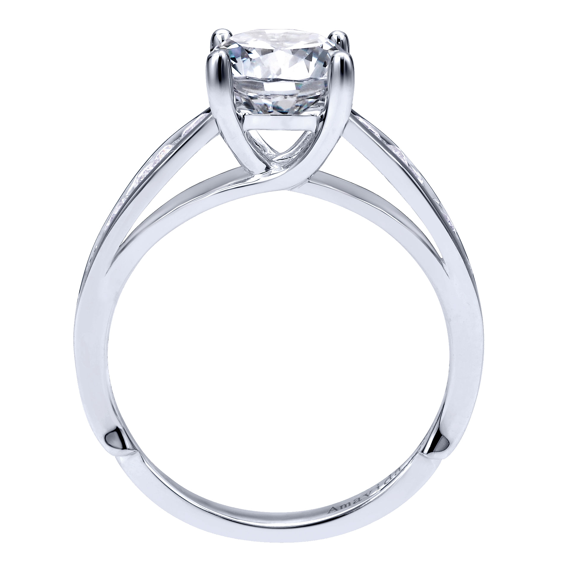 18k White Gold Diamond Straight Engagement Ring angle 2 18k White Gold Diamond Straight Engagement Ring angle 2