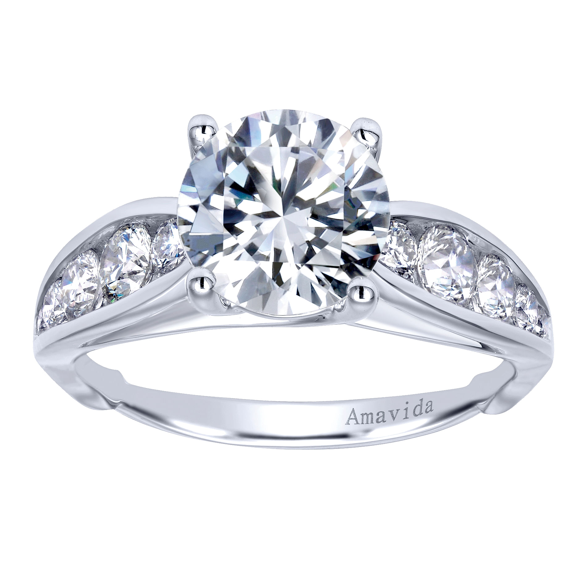 18k White Gold Diamond Straight Engagement Ring angle 5 18k White Gold Diamond Straight Engagement Ring angle 5