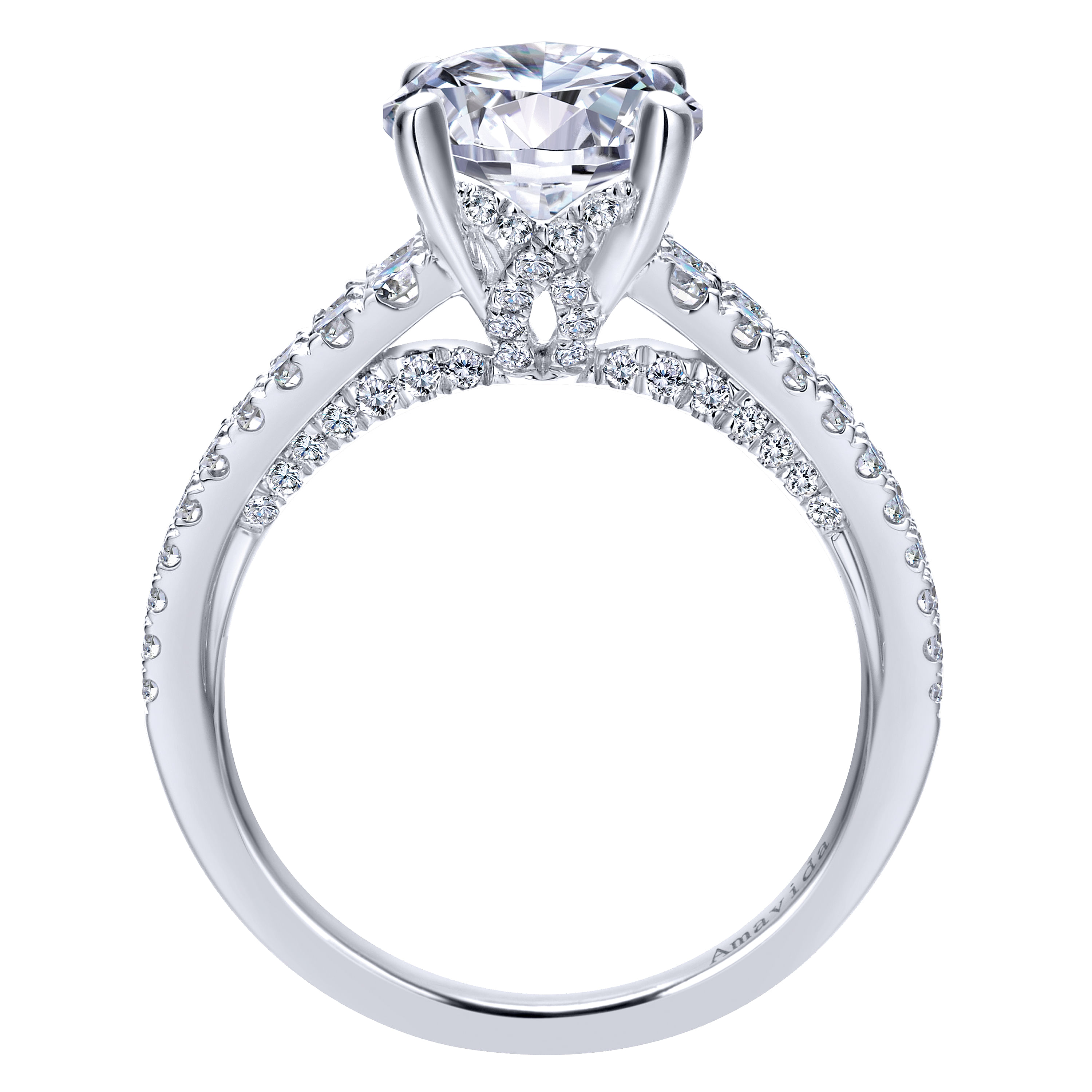 18k White Gold Diamond Straight Engagement Ring angle 2 18k White Gold Diamond Straight Engagement Ring angle 2