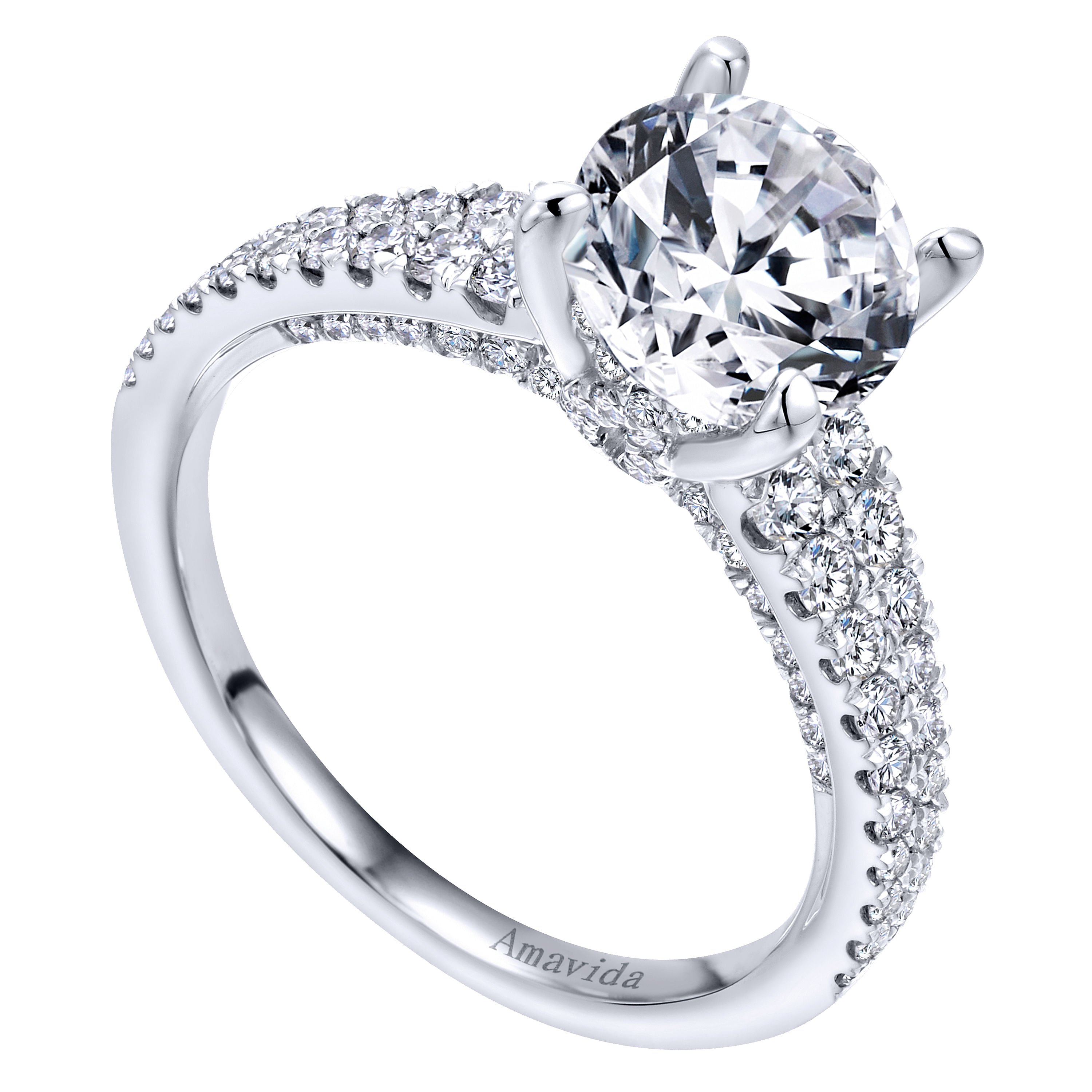 18k White Gold Diamond Straight Engagement Ring angle 3 18k White Gold Diamond Straight Engagement Ring angle 3