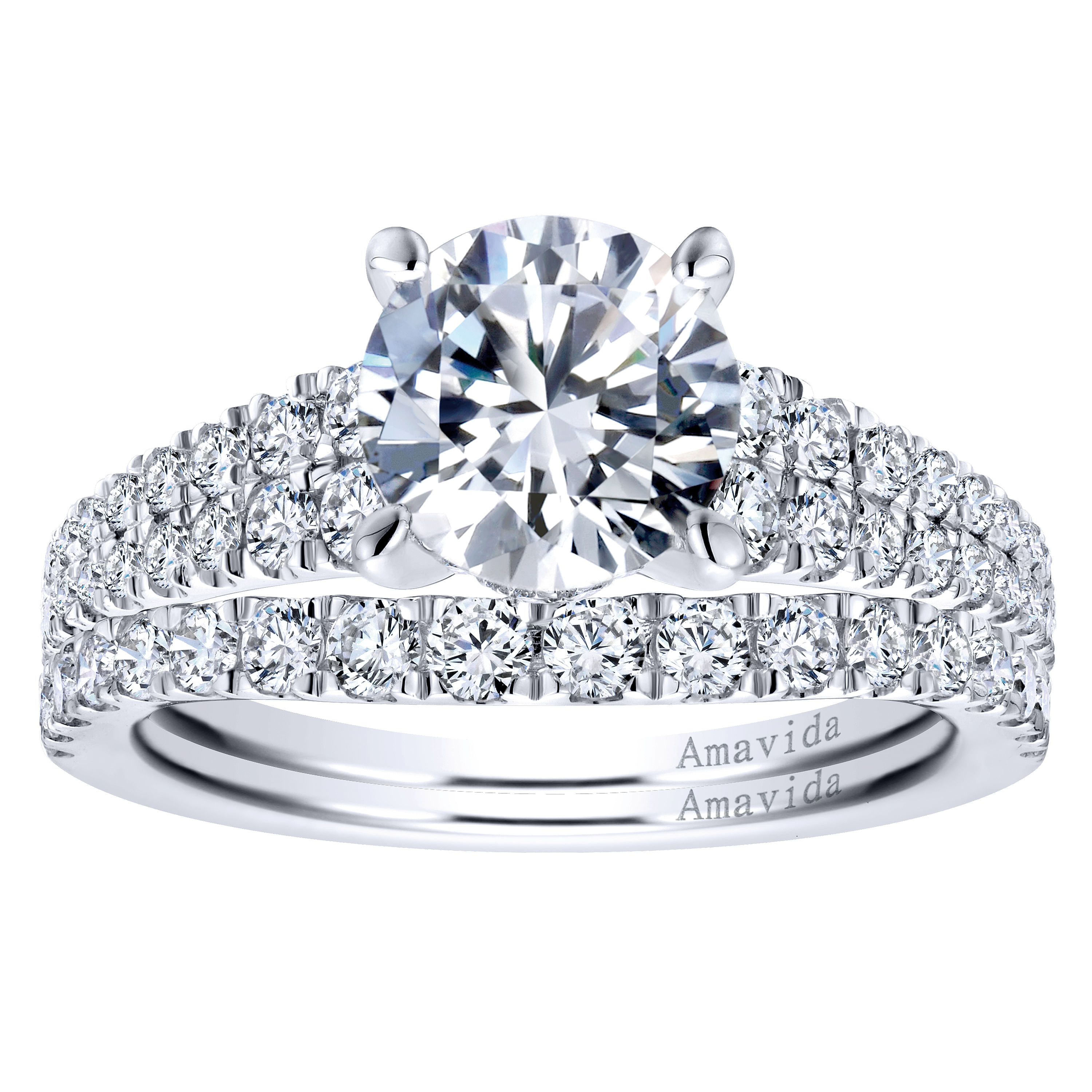 18k White Gold Diamond Straight Engagement Ring angle 4 18k White Gold Diamond Straight Engagement Ring angle 4