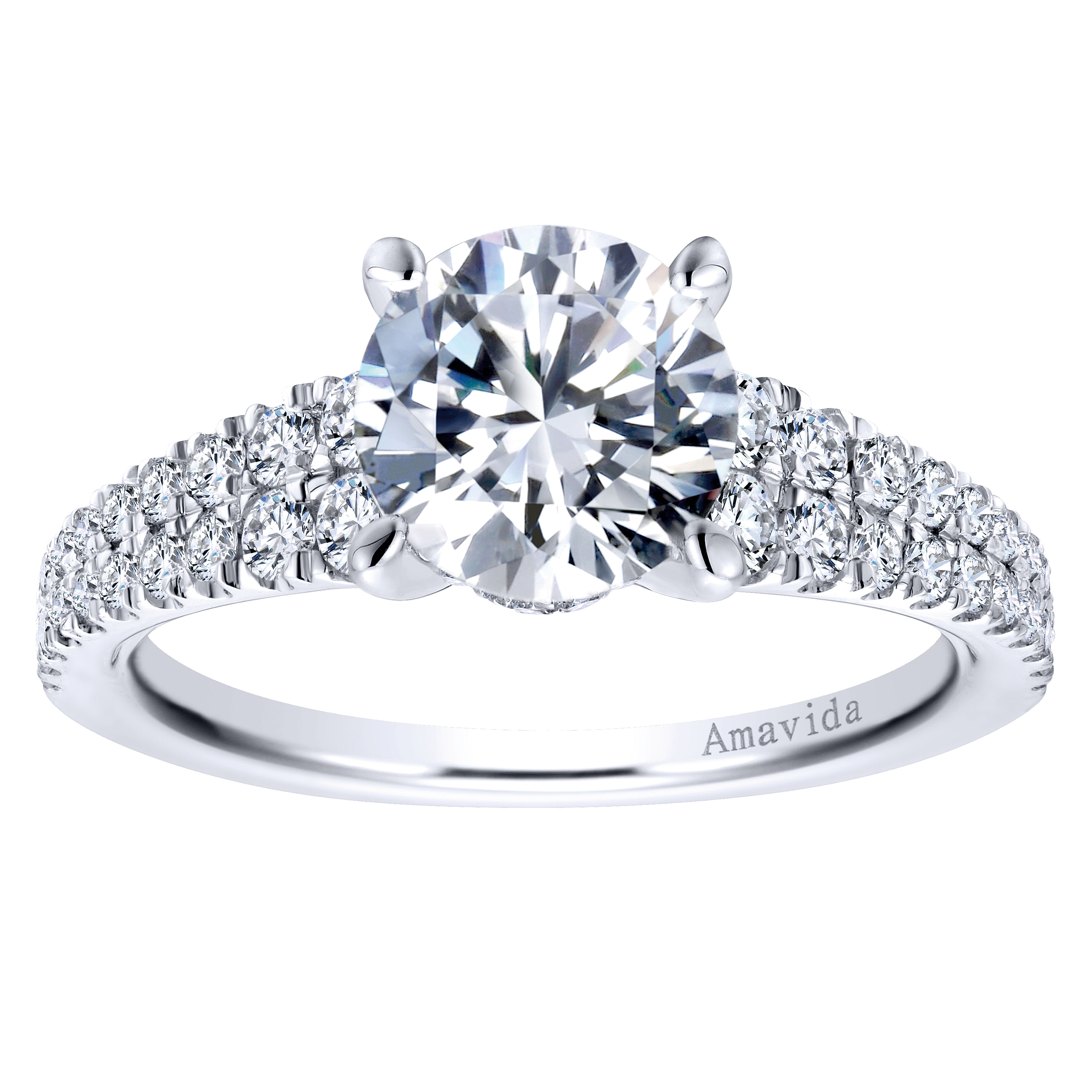 18k White Gold Diamond Straight Engagement Ring angle 5 18k White Gold Diamond Straight Engagement Ring angle 5
