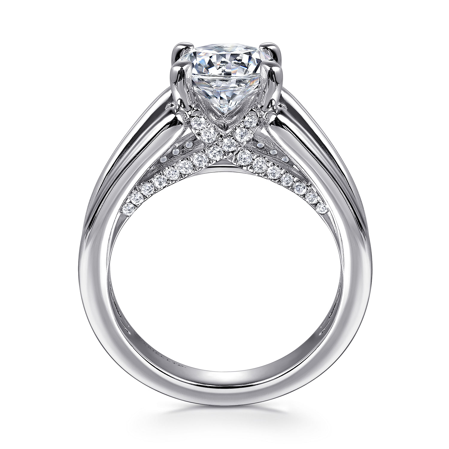 18k White Gold Diamond Straight Engagement Ring angle 2 18k White Gold Diamond Straight Engagement Ring angle 2