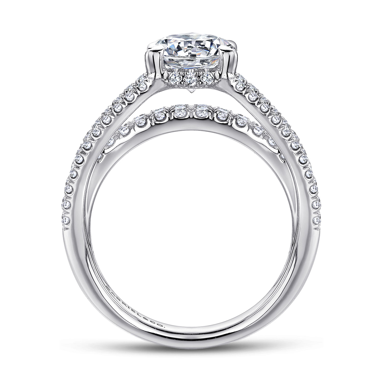 18k White Gold Diamond Straight Engagement Ring angle 2 18k White Gold Diamond Straight Engagement Ring angle 2