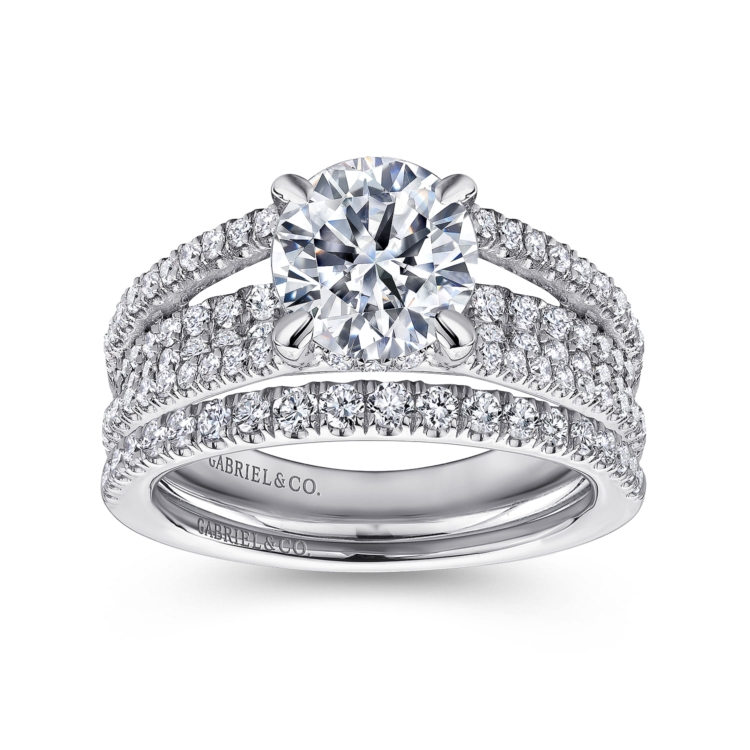 18k White Gold Diamond Straight Engagement Ring angle 4 18k White Gold Diamond Straight Engagement Ring angle 4