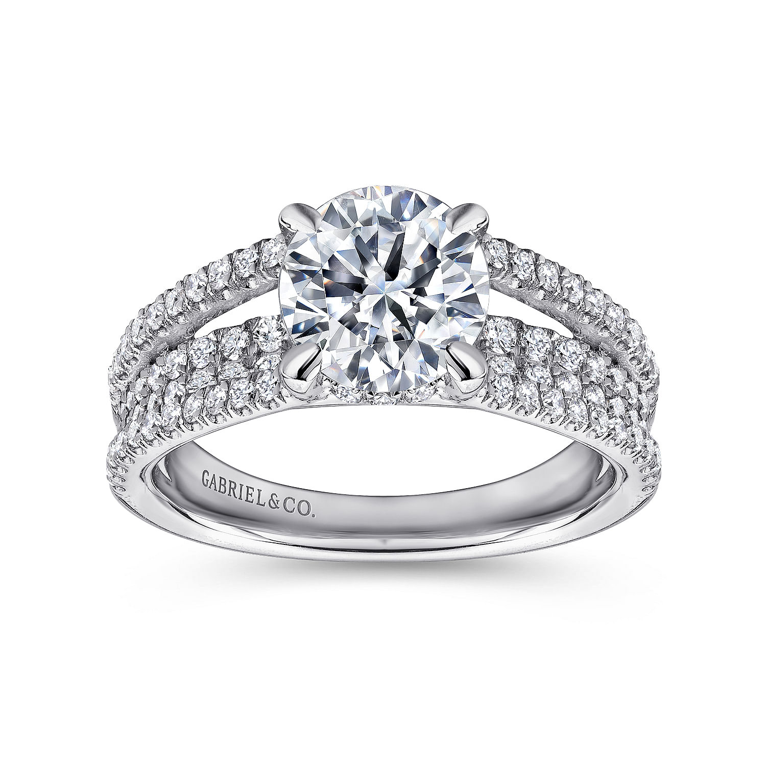 18k White Gold Diamond Straight Engagement Ring angle 5 18k White Gold Diamond Straight Engagement Ring angle 5