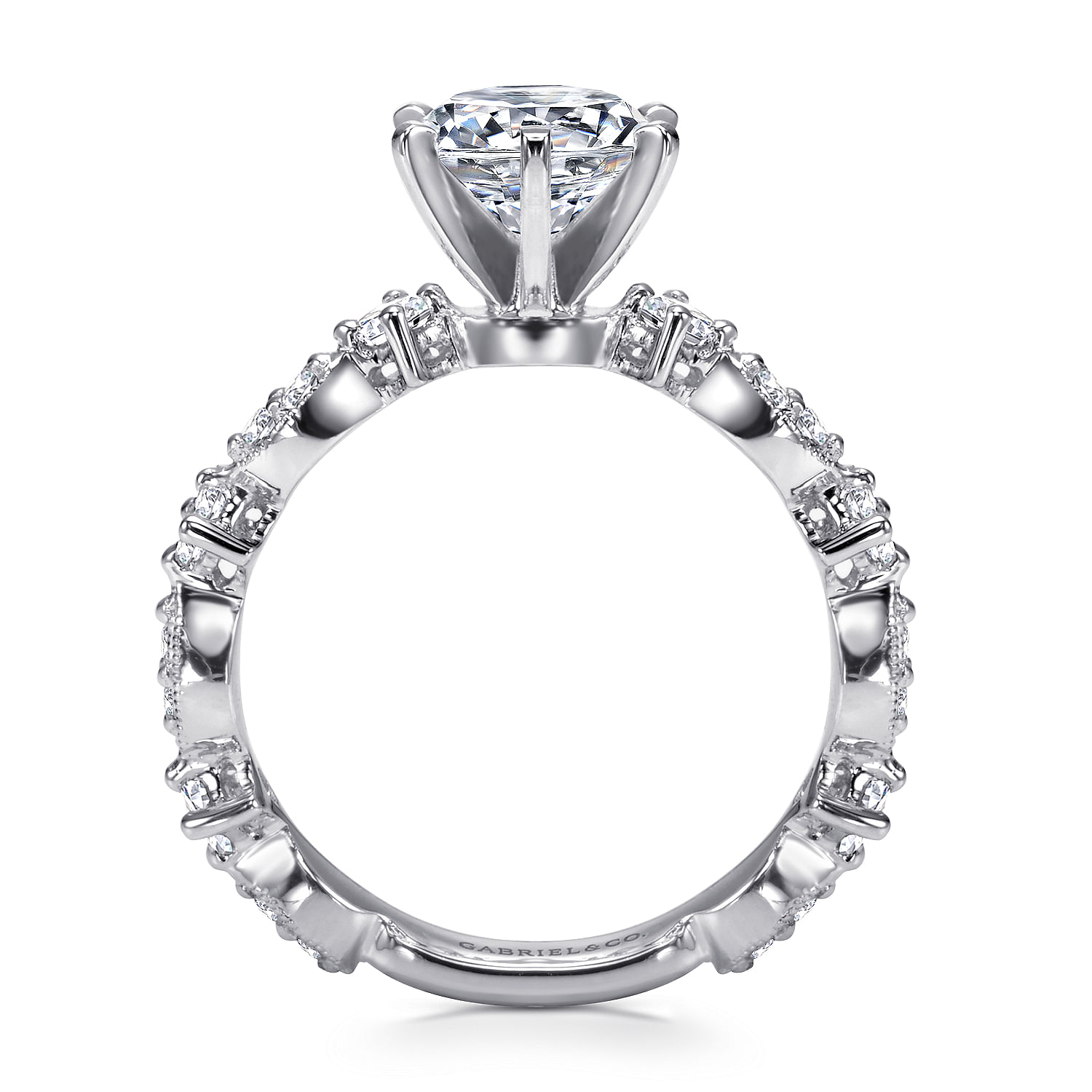 18k White Gold Diamond Straight Engagement Ring angle 2 18k White Gold Diamond Straight Engagement Ring angle 2