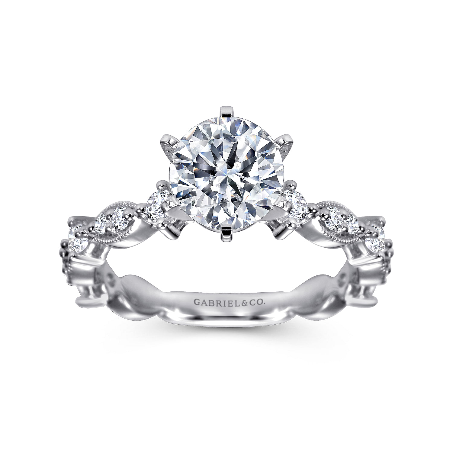 18k White Gold Diamond Straight Engagement Ring angle 5 18k White Gold Diamond Straight Engagement Ring angle 5