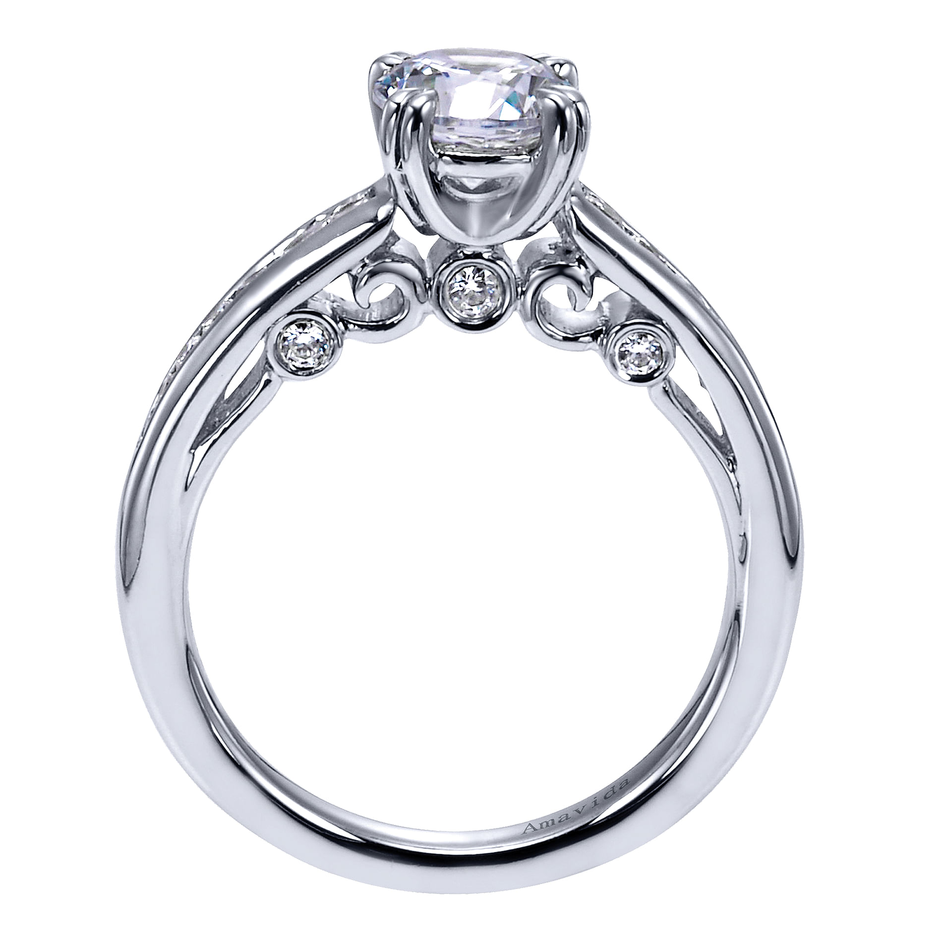 18k White Gold Diamond Straight Engagement Ring angle 2 18k White Gold Diamond Straight Engagement Ring angle 2