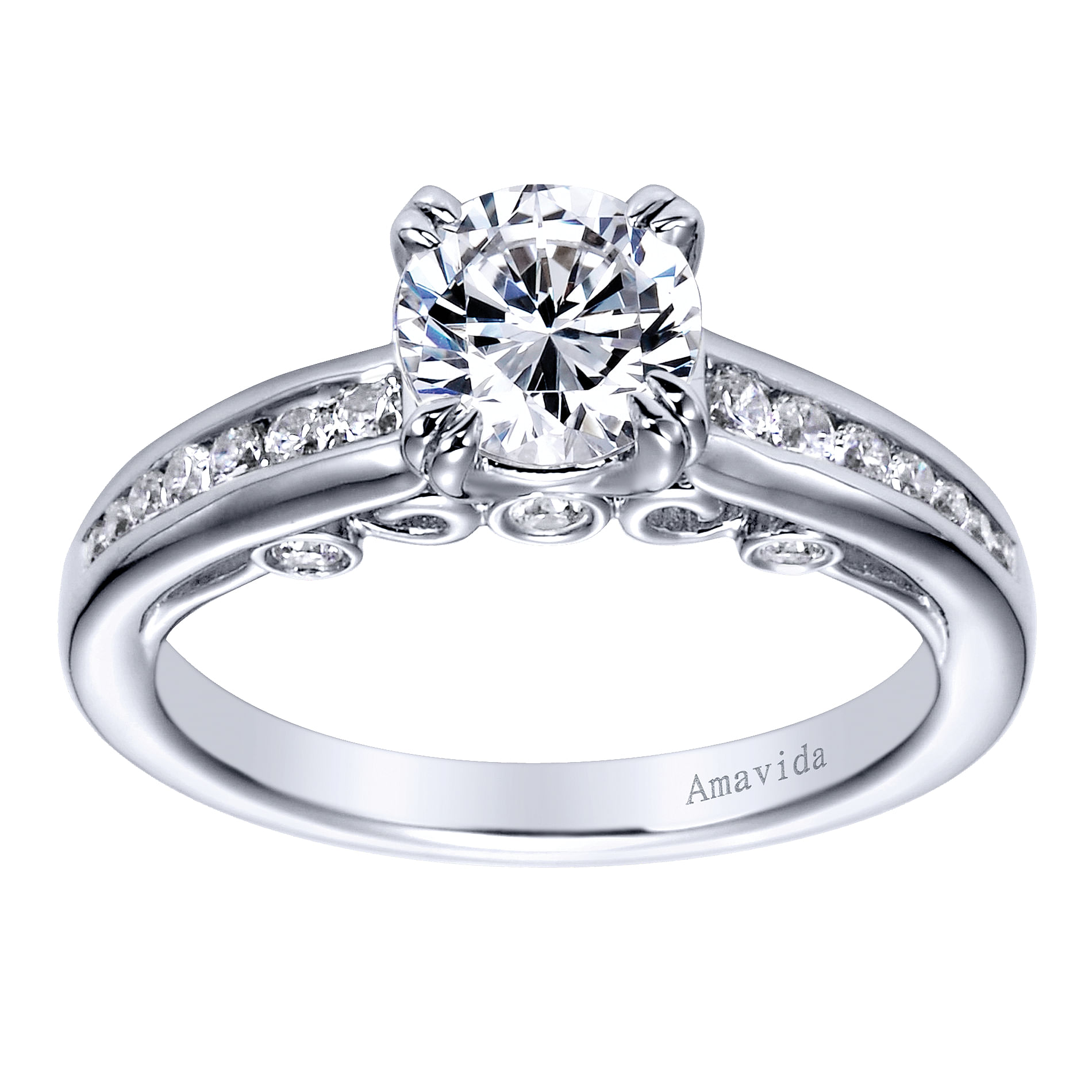 18k White Gold Diamond Straight Engagement Ring angle 5 18k White Gold Diamond Straight Engagement Ring angle 5