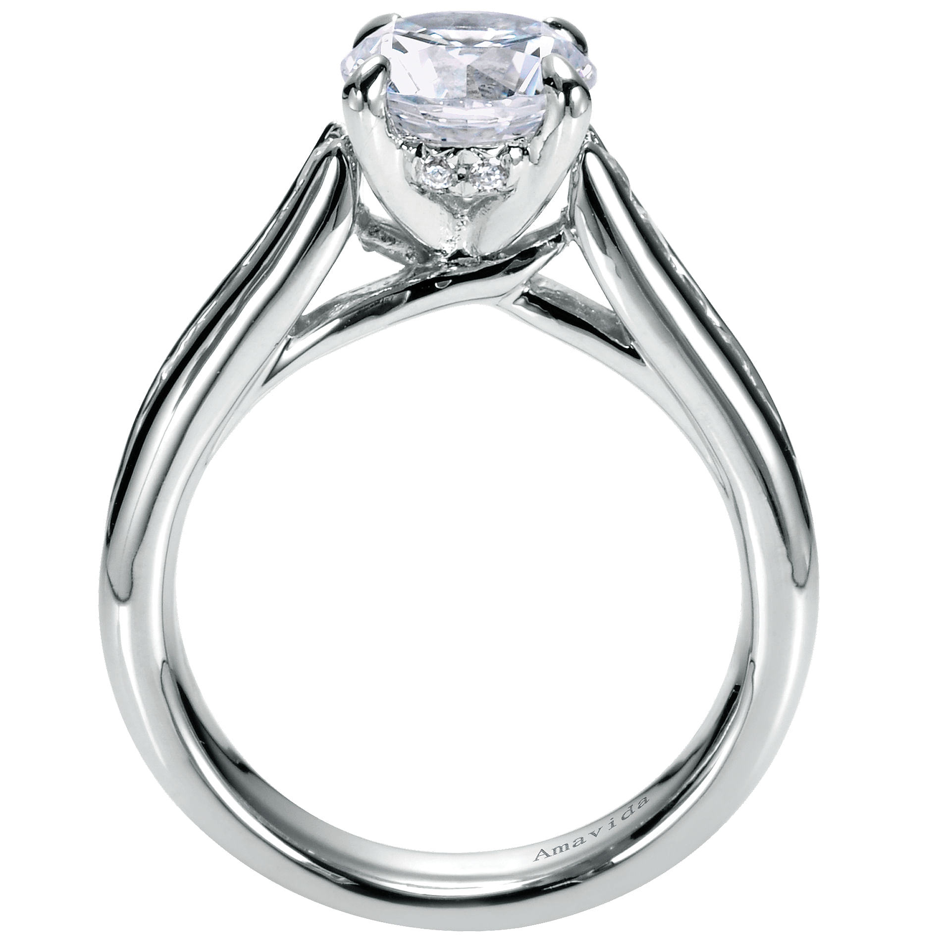 18k White Gold Diamond Straight Engagement Ring angle 2 18k White Gold Diamond Straight Engagement Ring angle 2