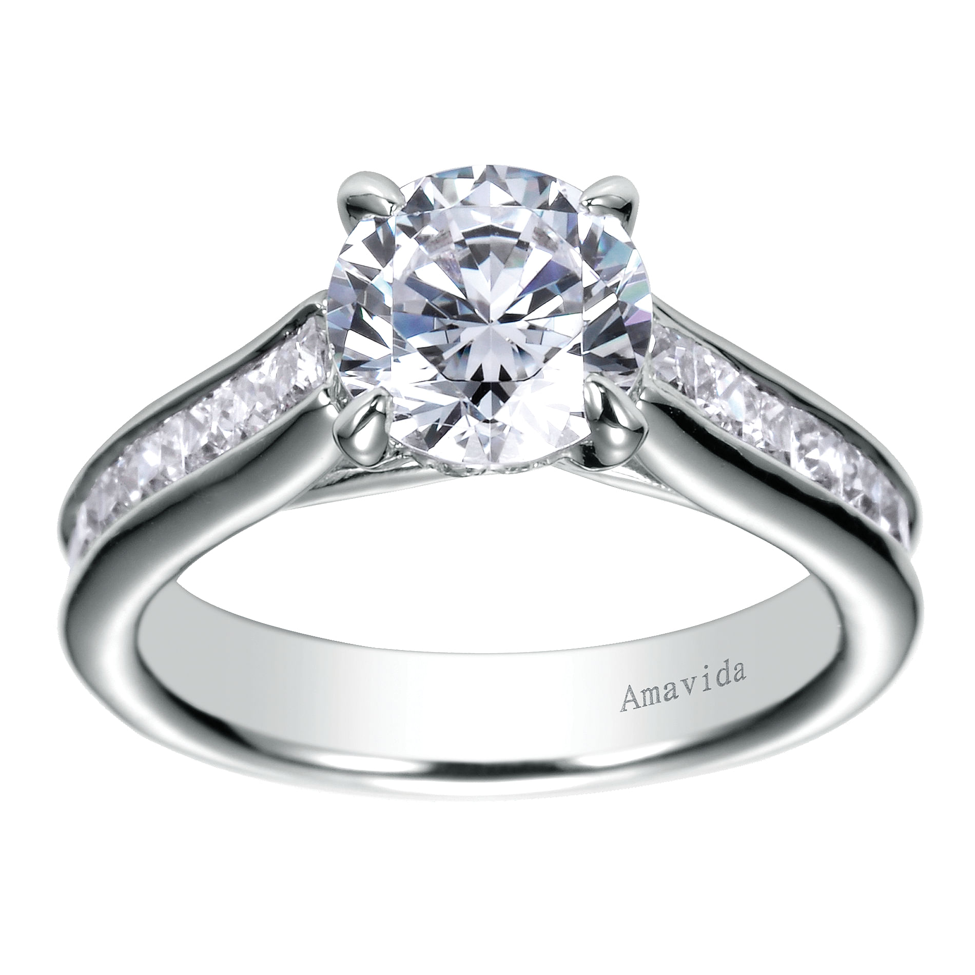 18k White Gold Diamond Straight Engagement Ring angle 5 18k White Gold Diamond Straight Engagement Ring angle 5