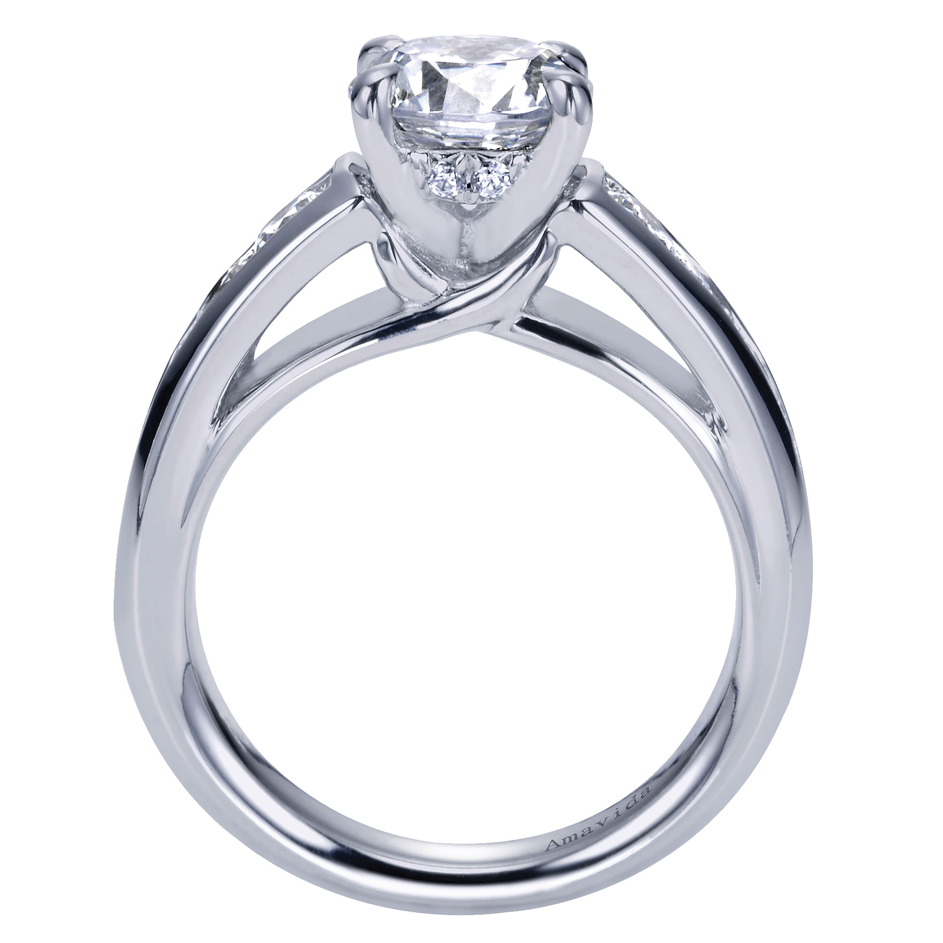 18k White Gold Diamond Straight Engagement Ring angle 2 18k White Gold Diamond Straight Engagement Ring angle 2