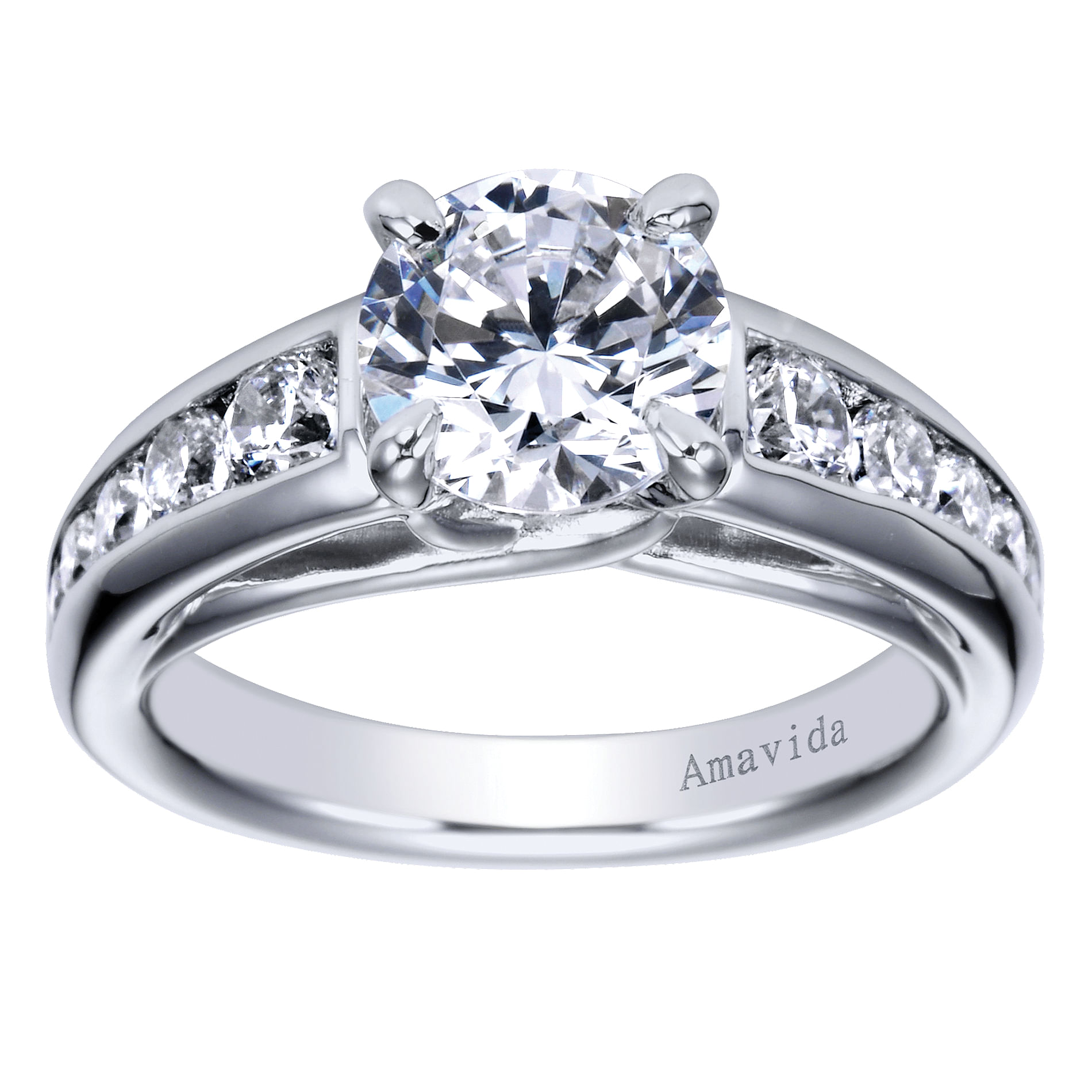 18k White Gold Diamond Straight Engagement Ring angle 5 18k White Gold Diamond Straight Engagement Ring angle 5