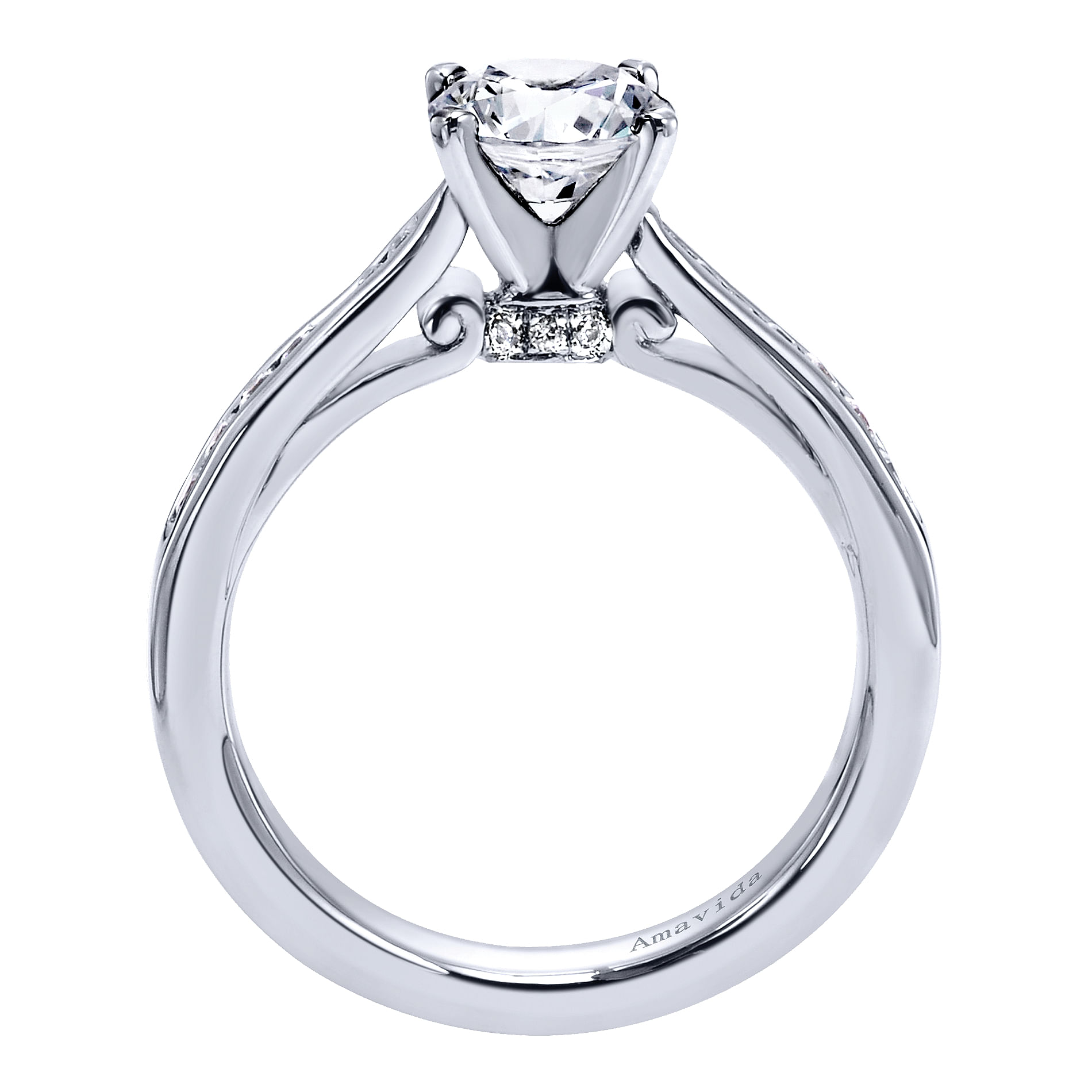 18k White Gold Diamond Straight Engagement Ring angle 2 18k White Gold Diamond Straight Engagement Ring angle 2
