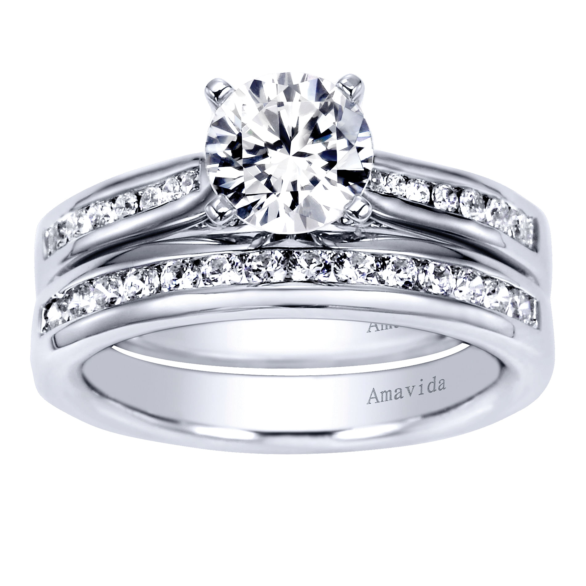 18k White Gold Diamond Straight Engagement Ring angle 4 18k White Gold Diamond Straight Engagement Ring angle 4
