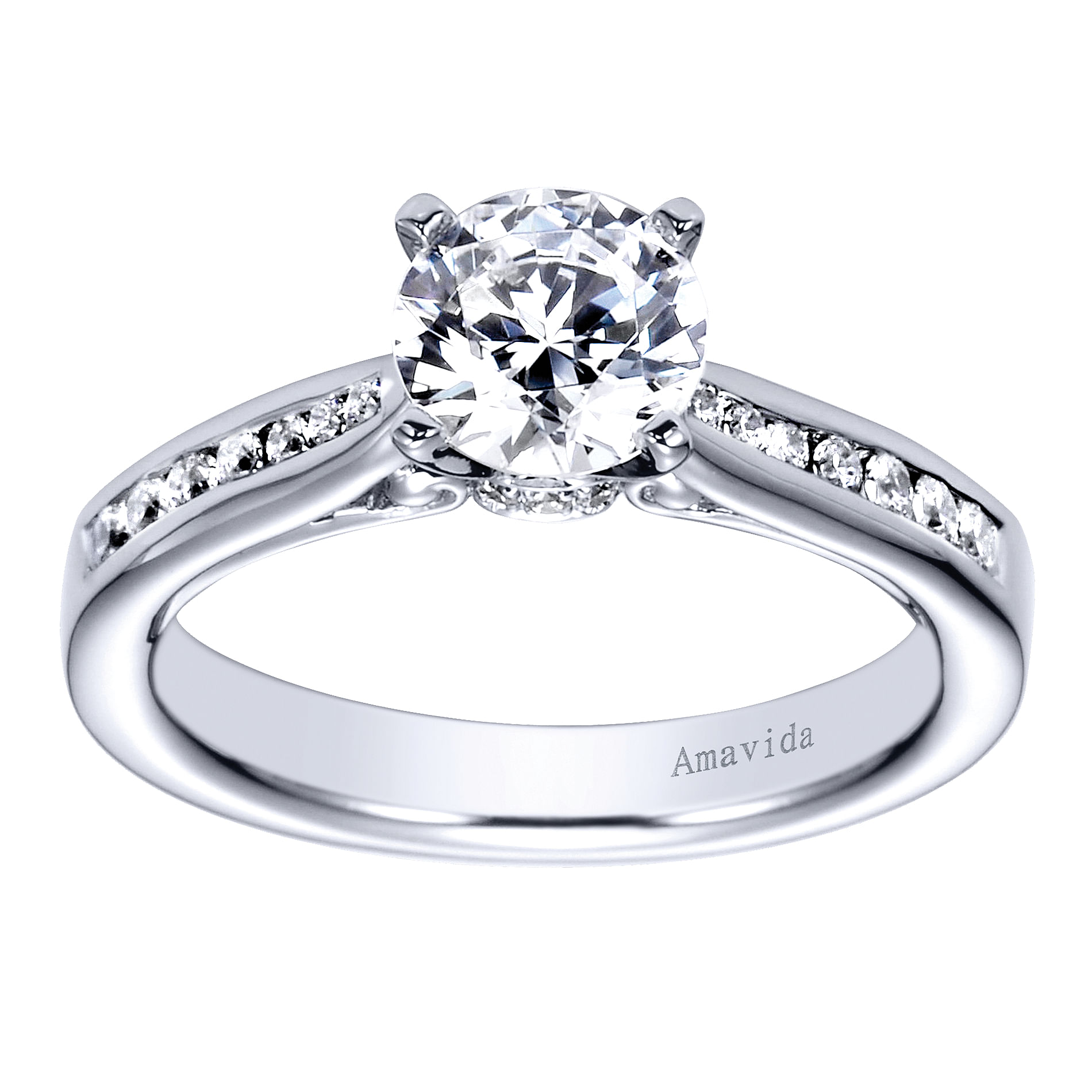 18k White Gold Diamond Straight Engagement Ring angle 5 18k White Gold Diamond Straight Engagement Ring angle 5