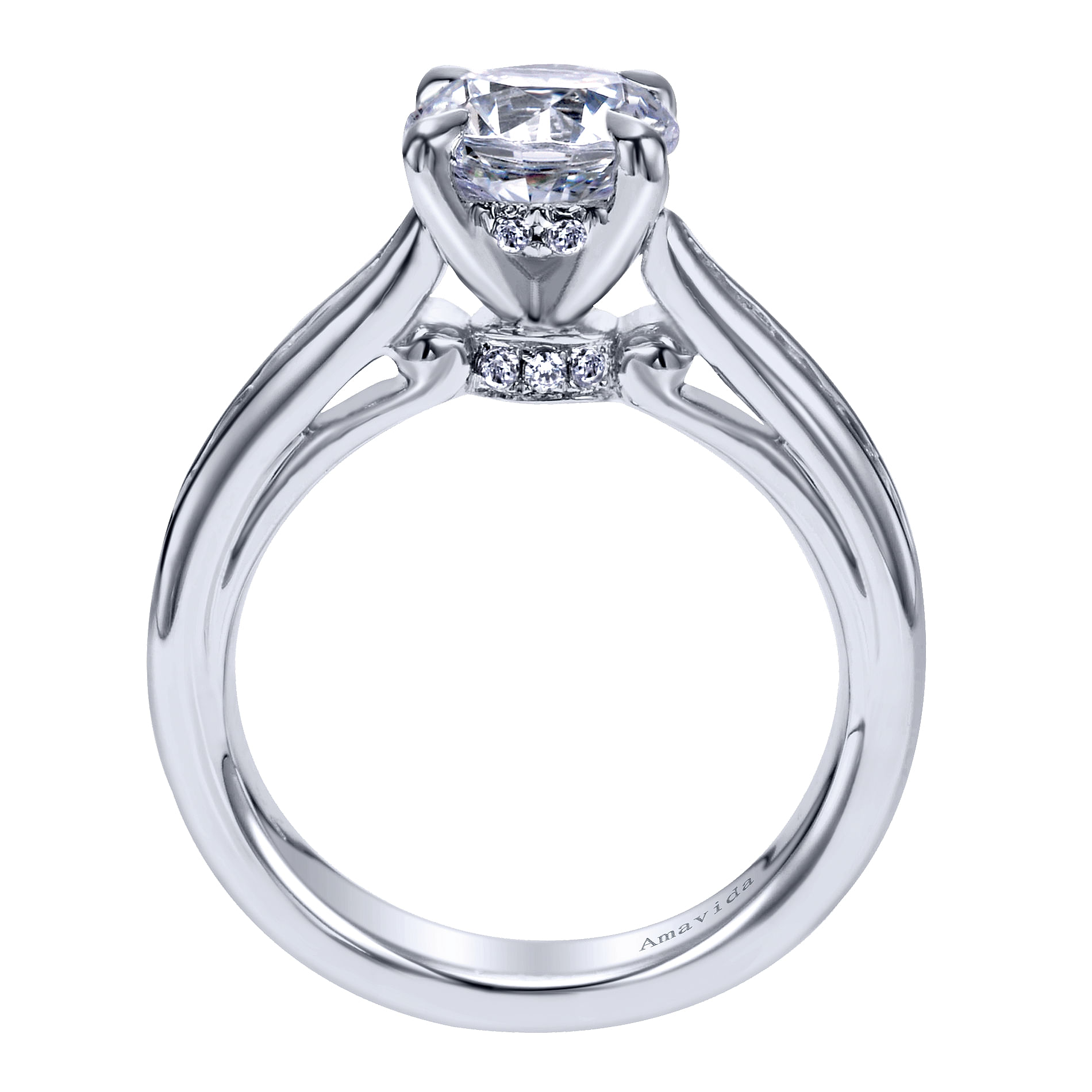 18k White Gold Diamond Straight Engagement Ring angle 2 18k White Gold Diamond Straight Engagement Ring angle 2