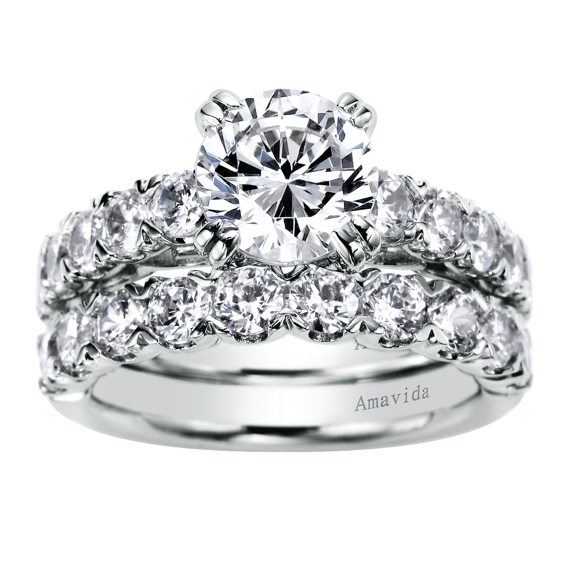 18k White Gold Diamond Straight Engagement Ring angle 4 18k White Gold Diamond Straight Engagement Ring angle 4