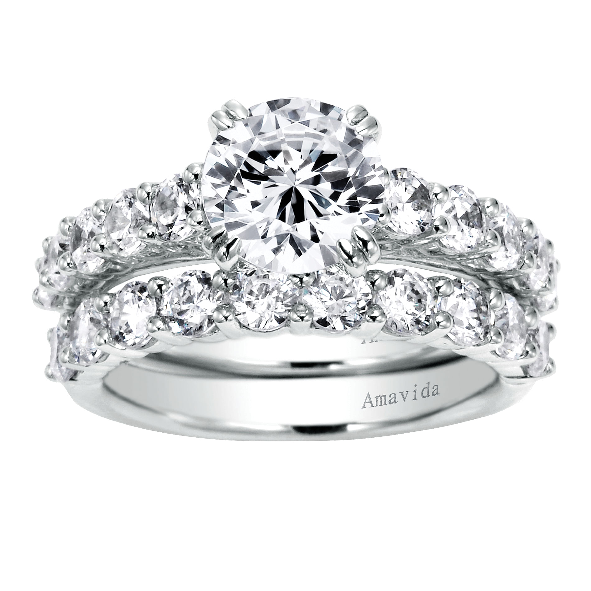 18k White Gold Diamond Straight Engagement Ring angle 4 18k White Gold Diamond Straight Engagement Ring angle 4