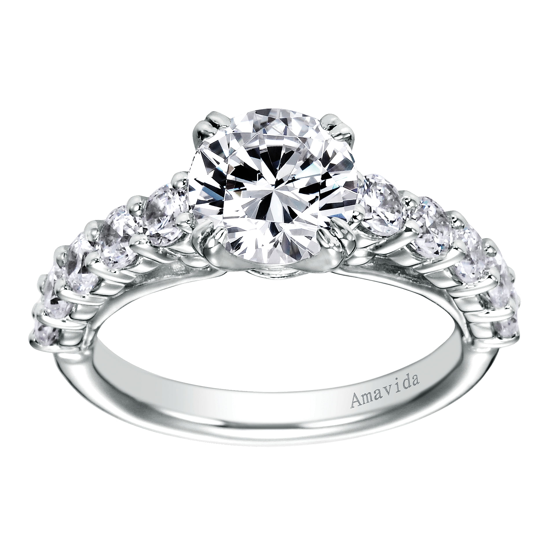 18k White Gold Diamond Straight Engagement Ring angle 5 18k White Gold Diamond Straight Engagement Ring angle 5