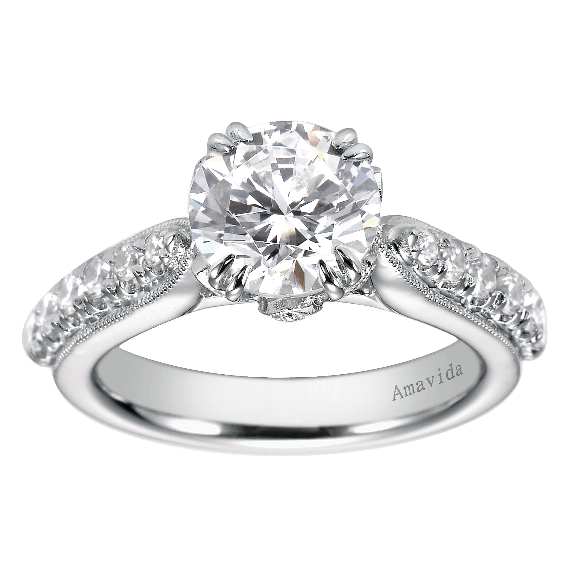 18k White Gold Diamond Straight Engagement Ring angle 5 18k White Gold Diamond Straight Engagement Ring angle 5