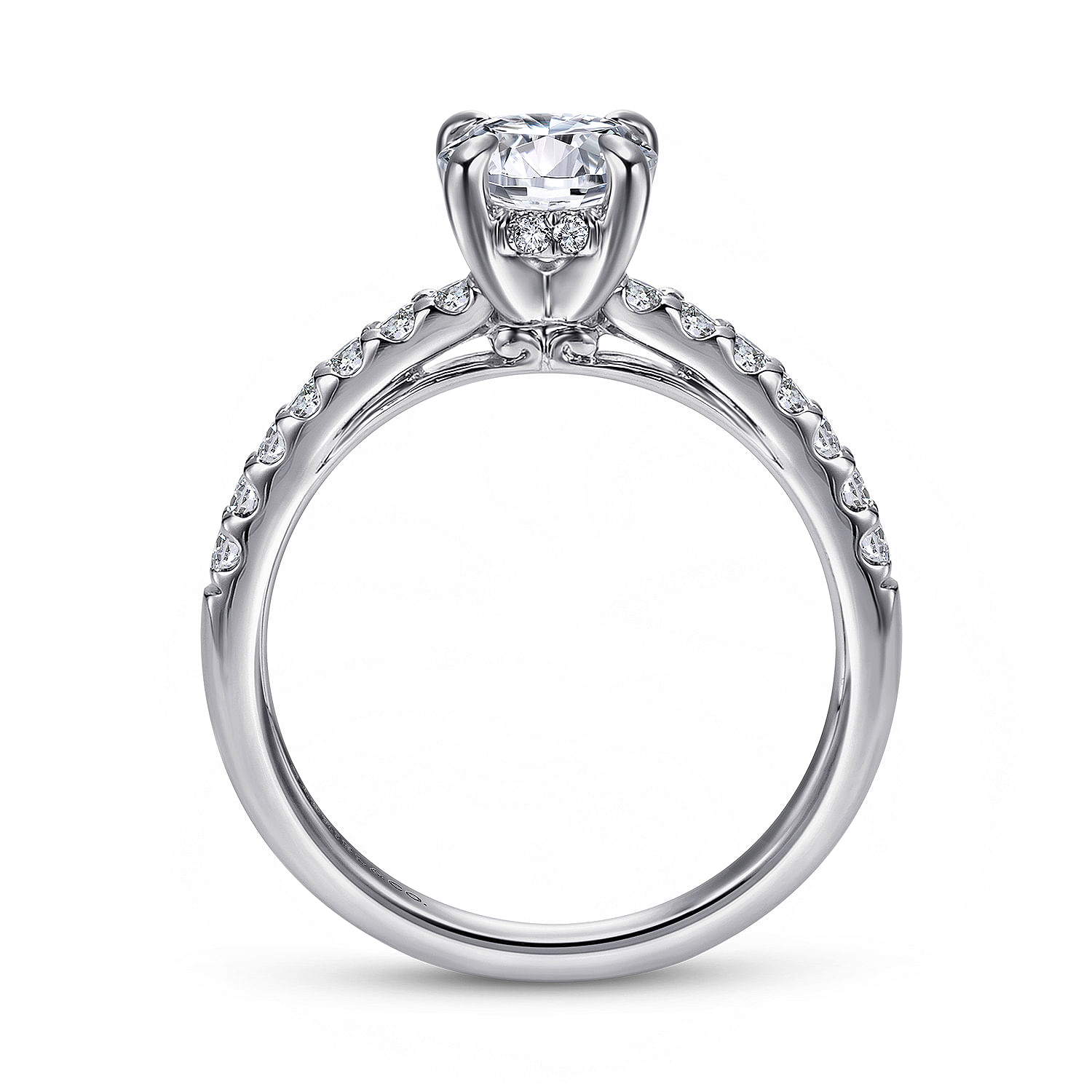 18k White Gold Diamond Straight Engagement Ring angle 2 18k White Gold Diamond Straight Engagement Ring angle 2