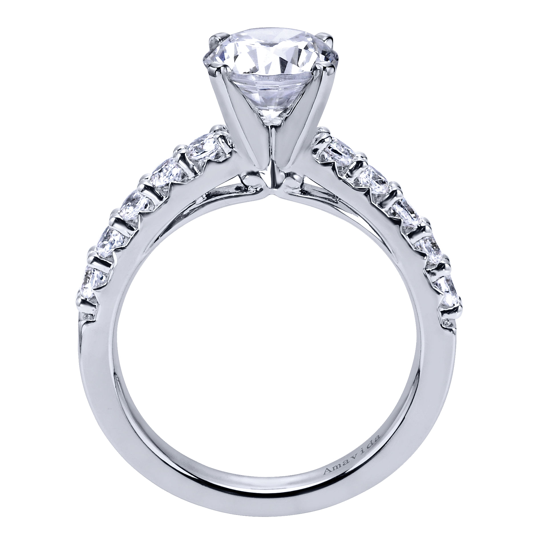 18k White Gold Diamond Straight Engagement Ring angle 2 18k White Gold Diamond Straight Engagement Ring angle 2