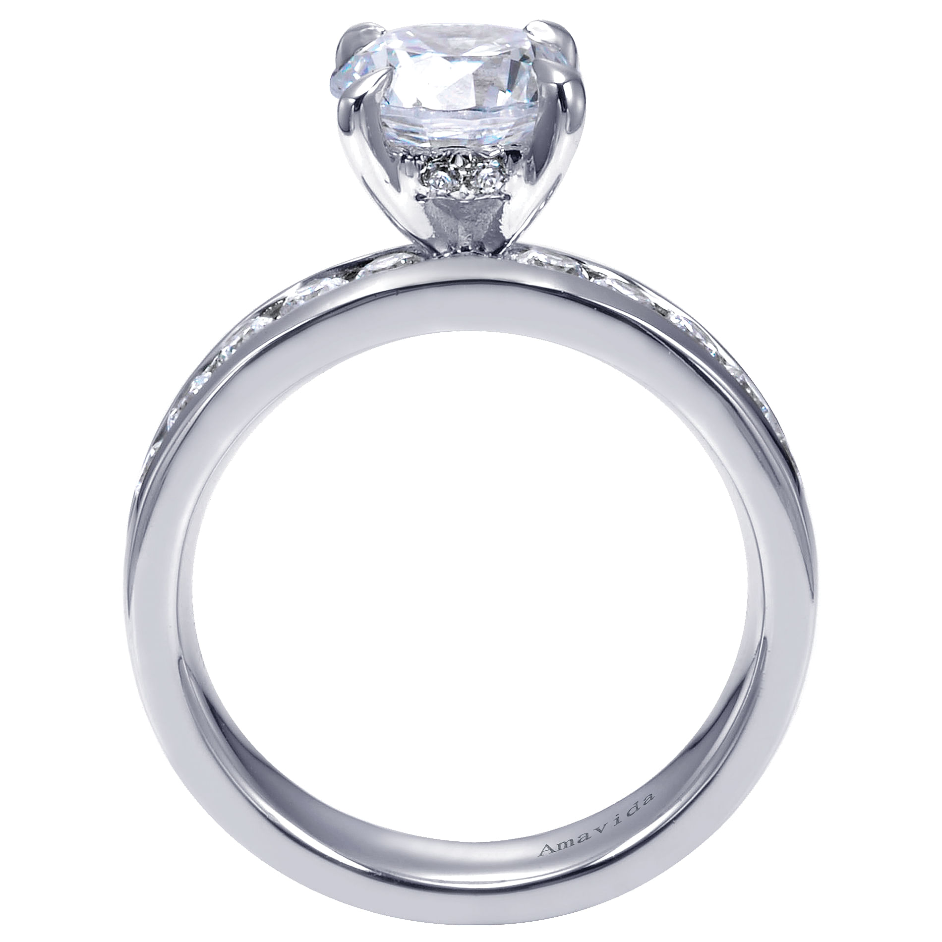18k White Gold Diamond Straight Engagement Ring angle 2 18k White Gold Diamond Straight Engagement Ring angle 2