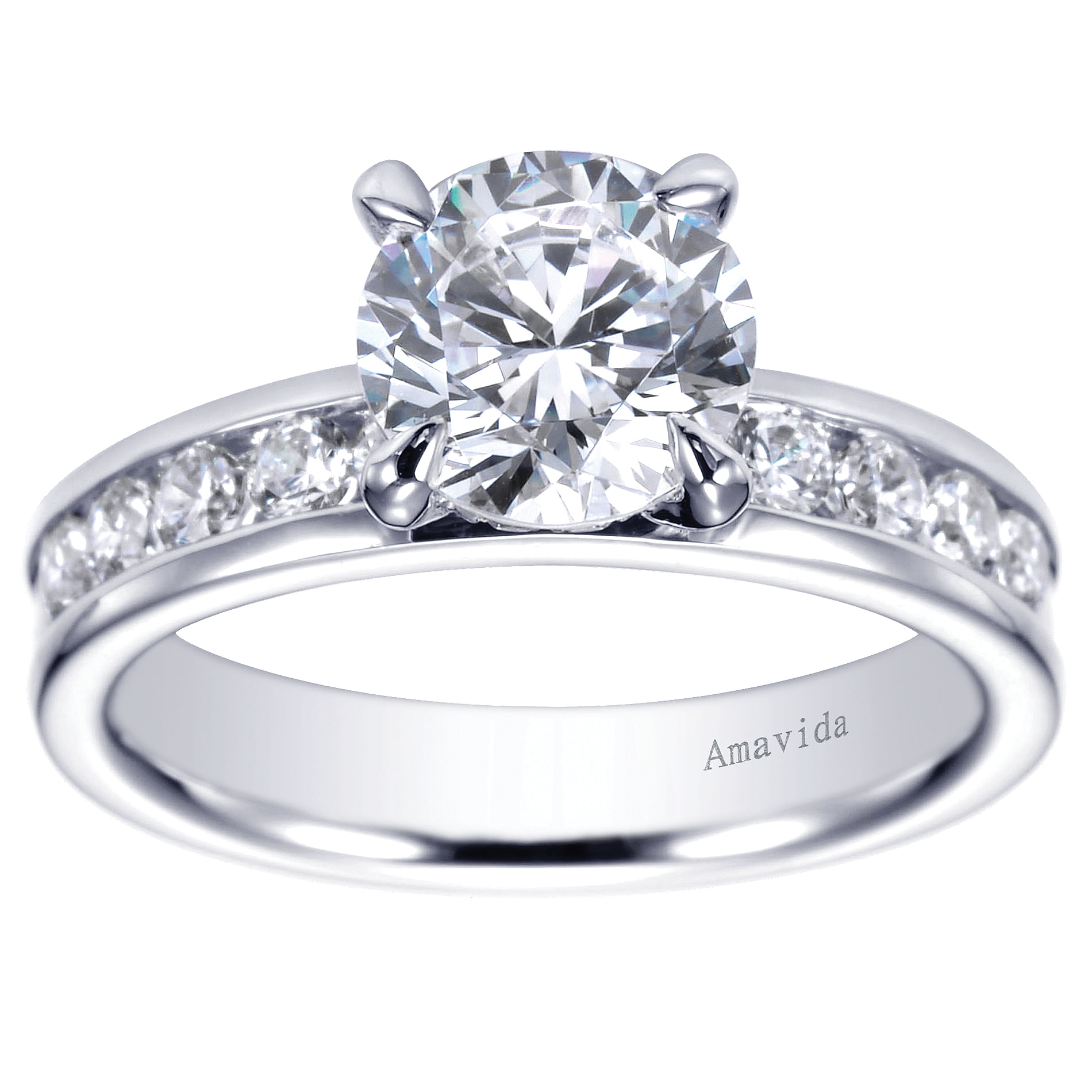18k White Gold Diamond Straight Engagement Ring angle 5 18k White Gold Diamond Straight Engagement Ring angle 5
